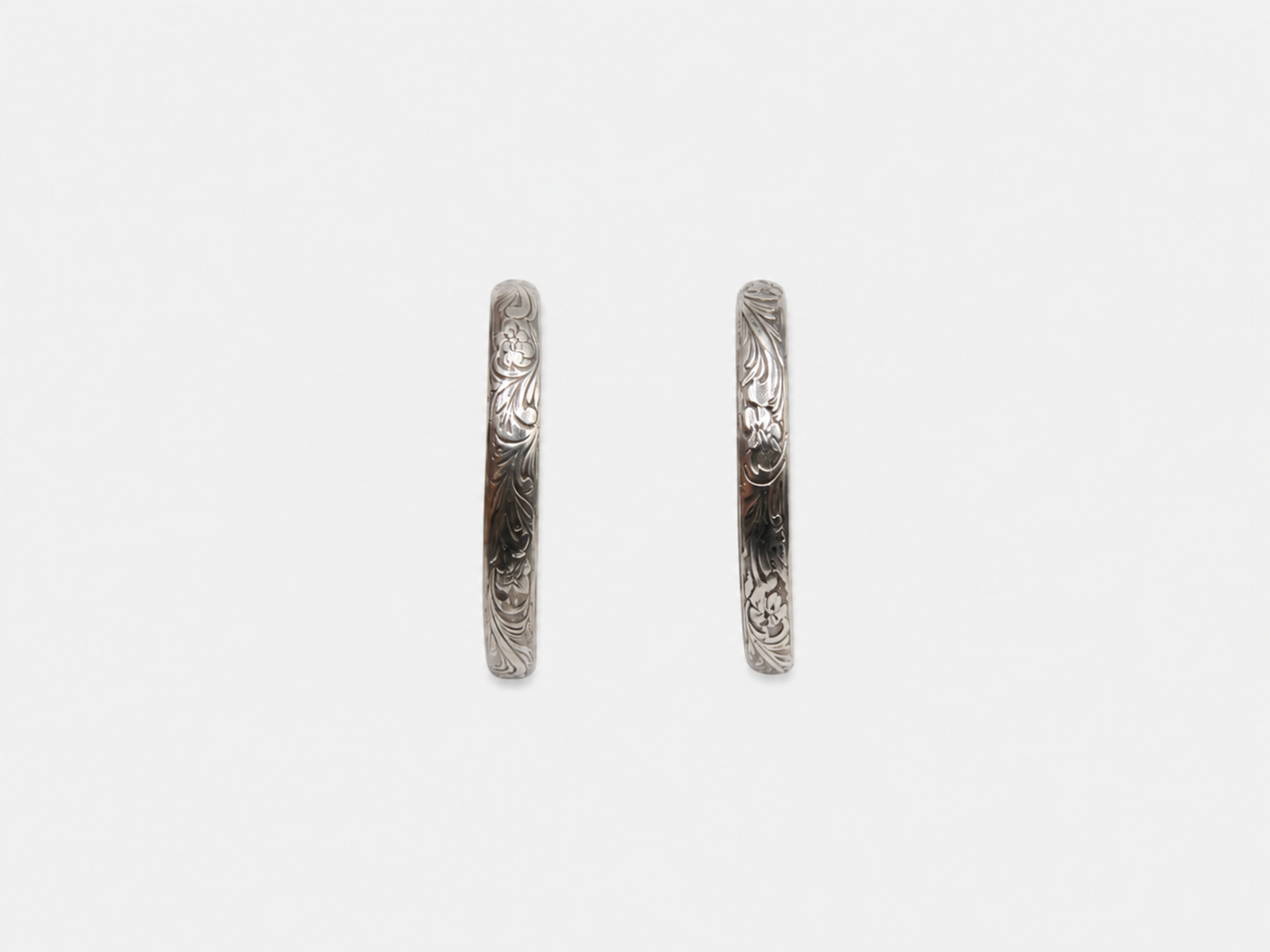 Vintage Silver 3/4 Etched Hoop Earrings