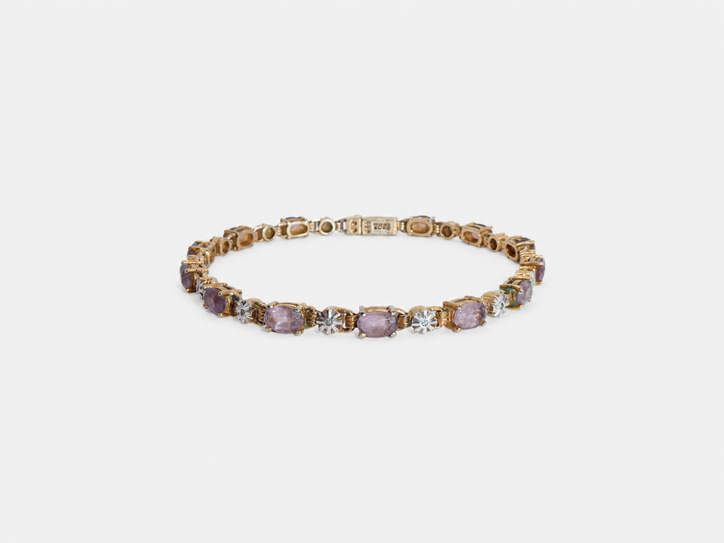 Vintage Gold Smoky Topaz Tennis Bracelet
