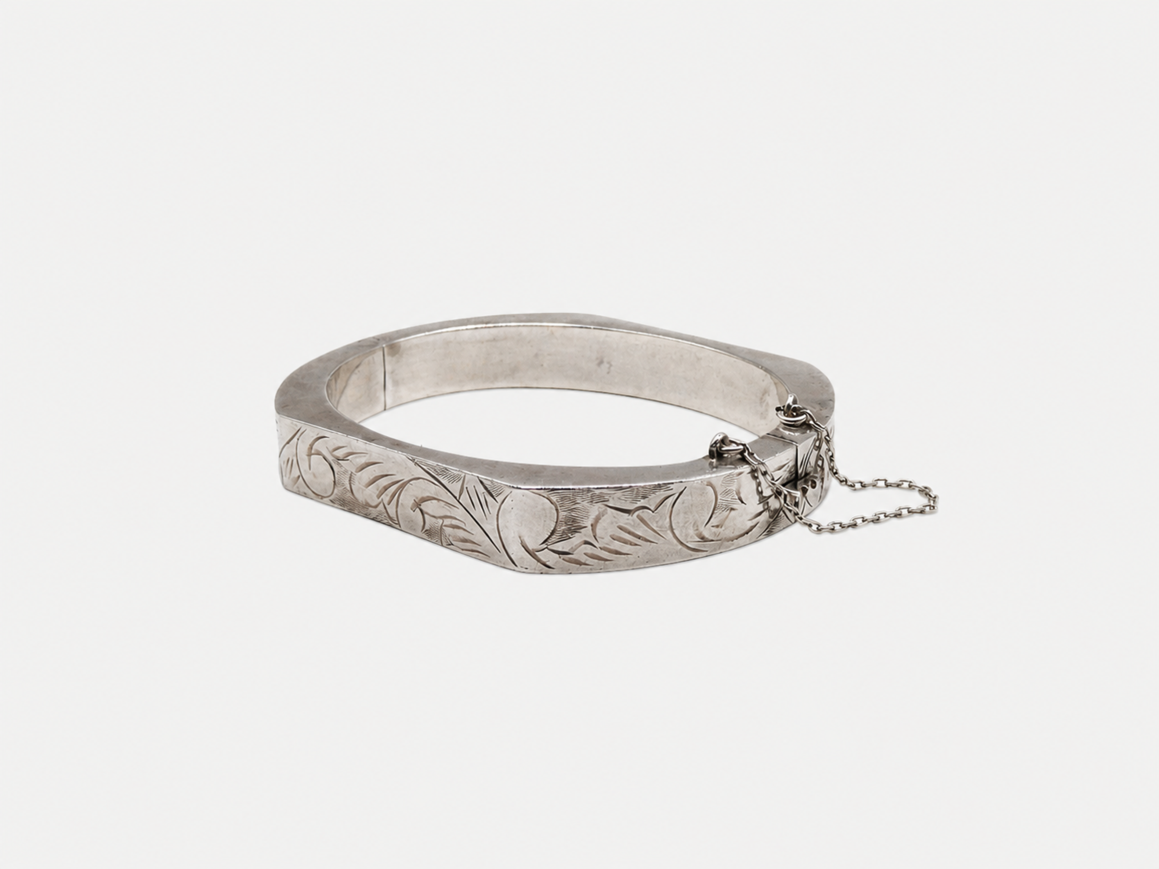 Vintage Silver Squared Bangle Bracelet