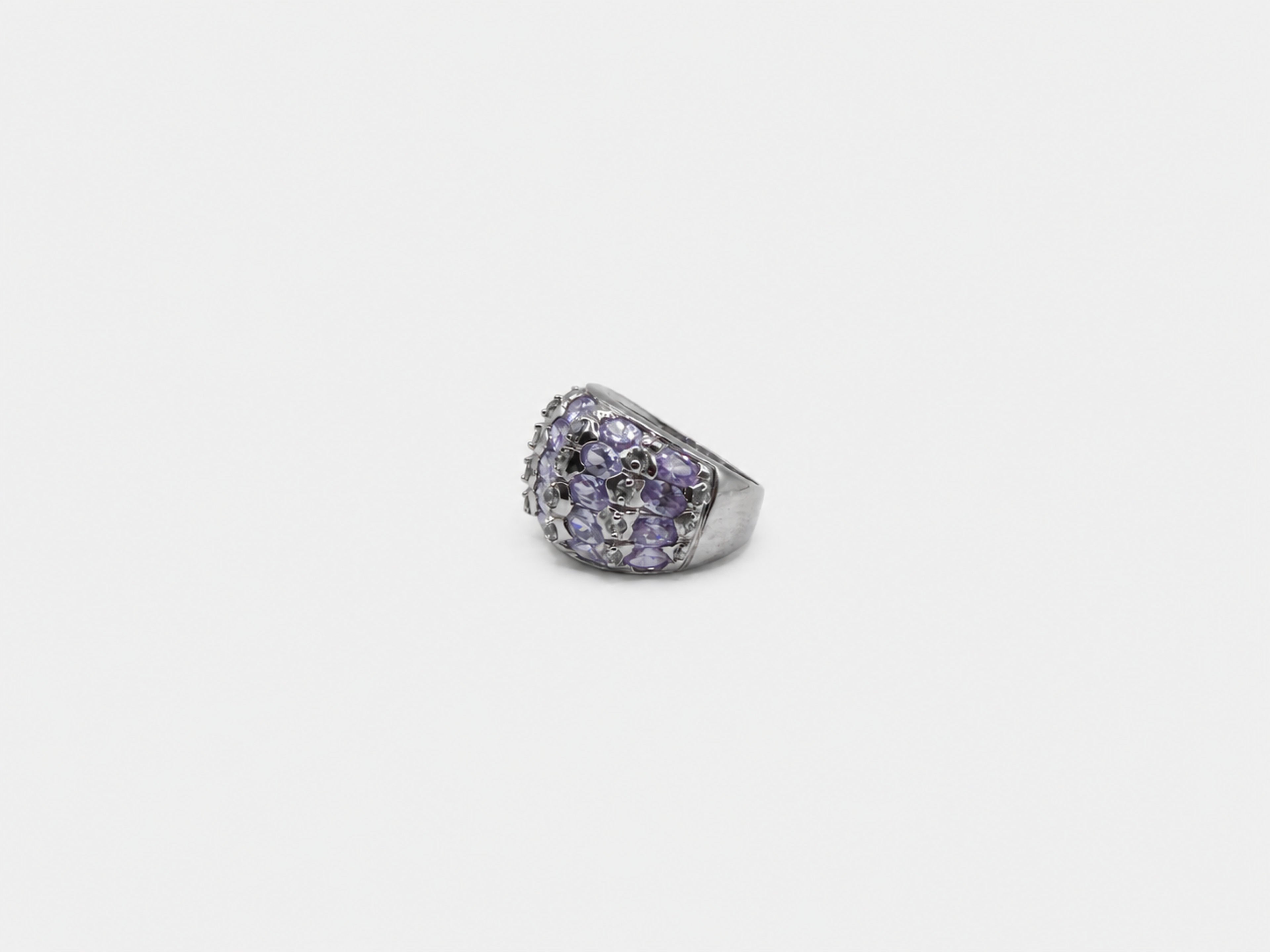 Vintage Amethyst and CZ Cluster Ring