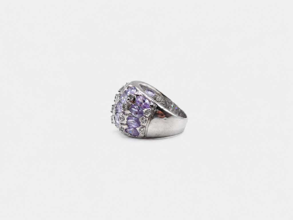 Vintage Amethyst and CZ Cluster Ring