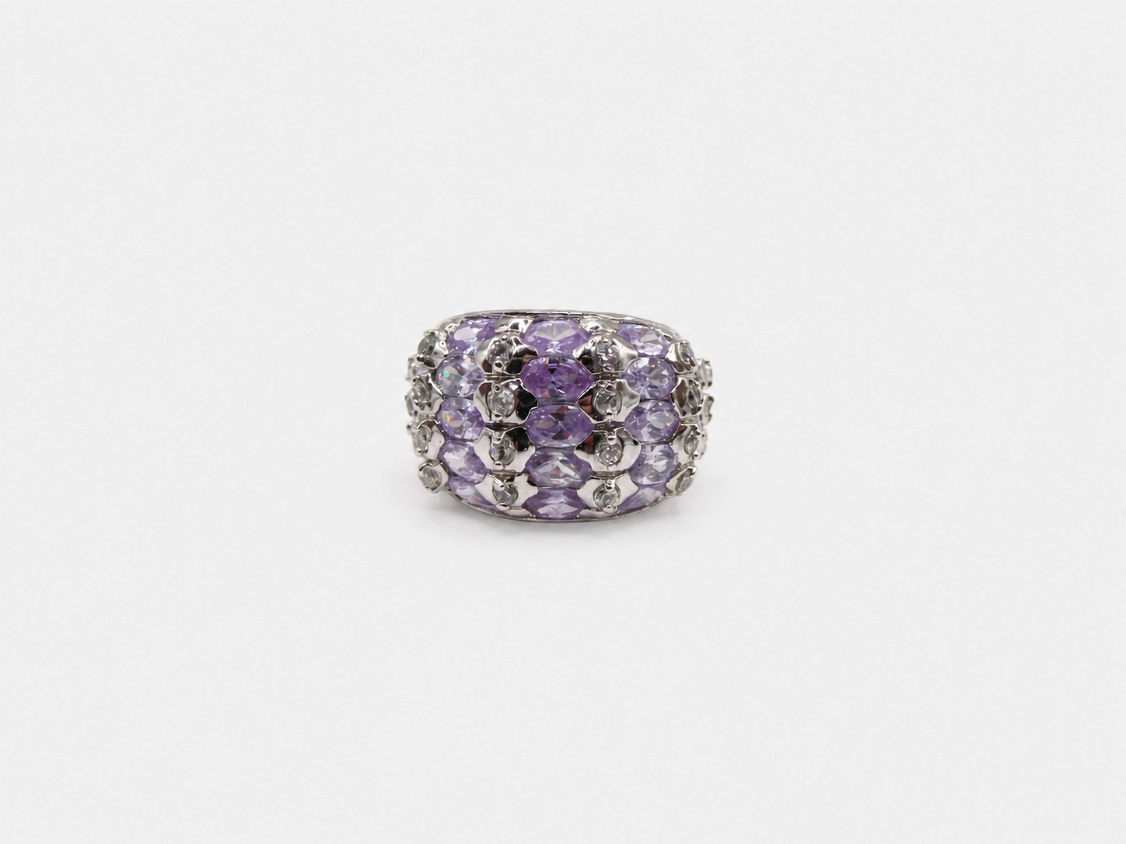 Vintage Amethyst and CZ Cluster Ring