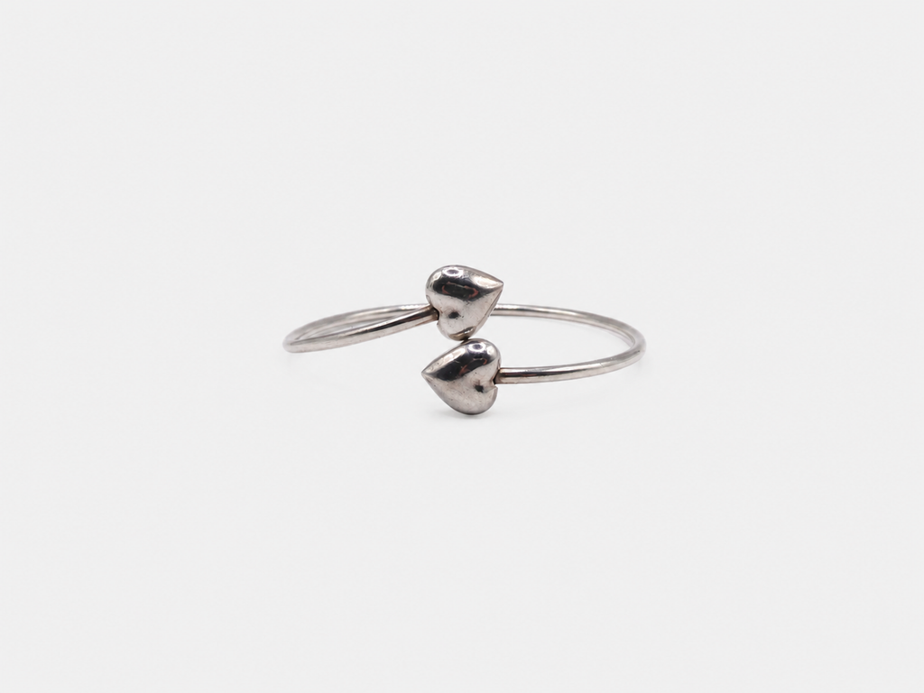 Vintage Silver Heart Wrap Cuff Bracelet