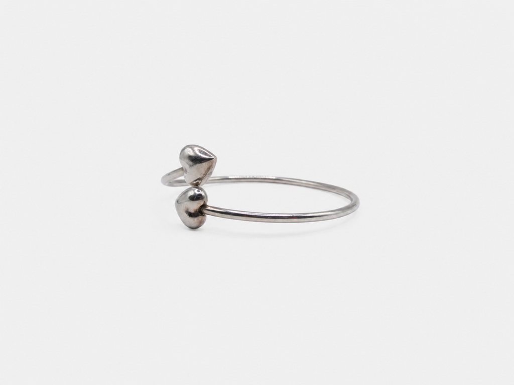 Vintage Silver Heart Wrap Cuff Bracelet