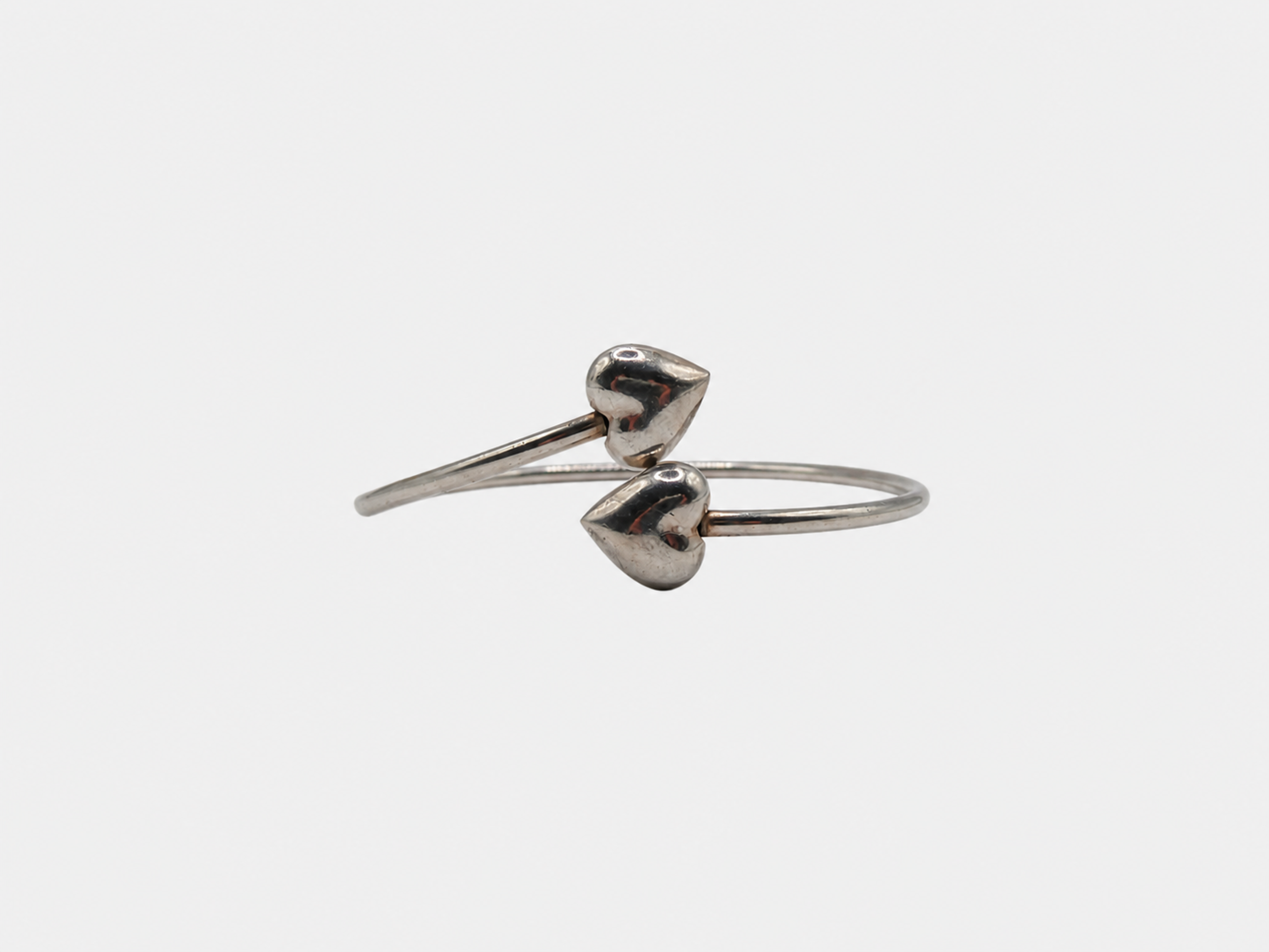 Vintage Silver Heart Wrap Cuff Bracelet