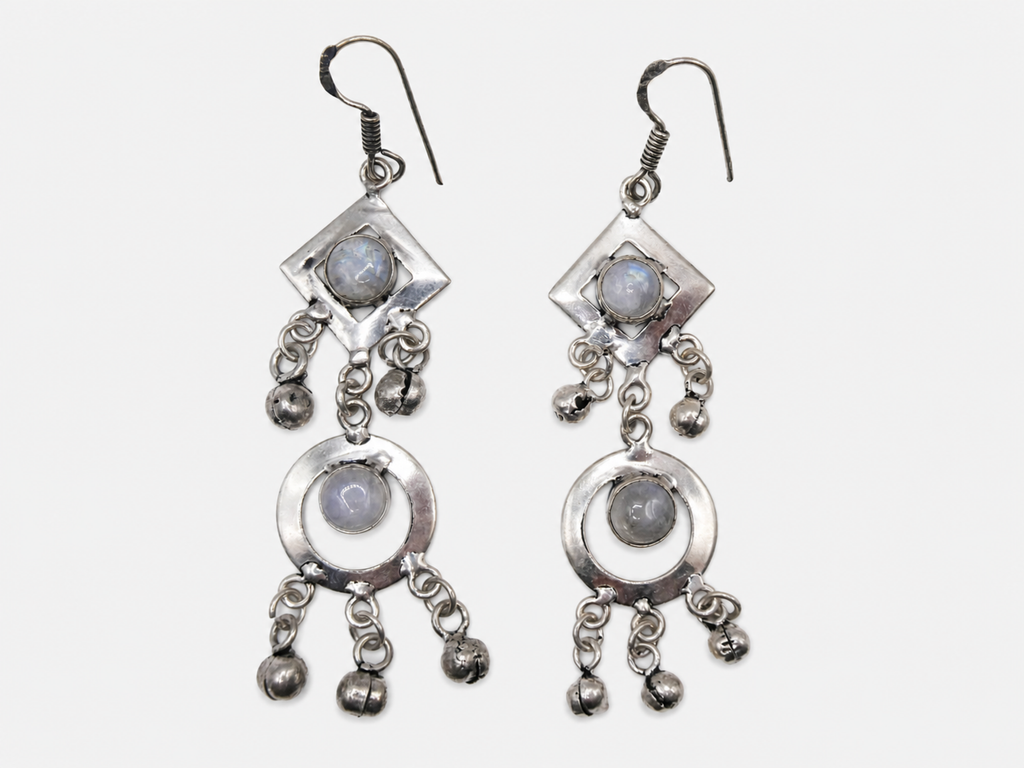 Vintage Silver Moonstone Dangle Earrings