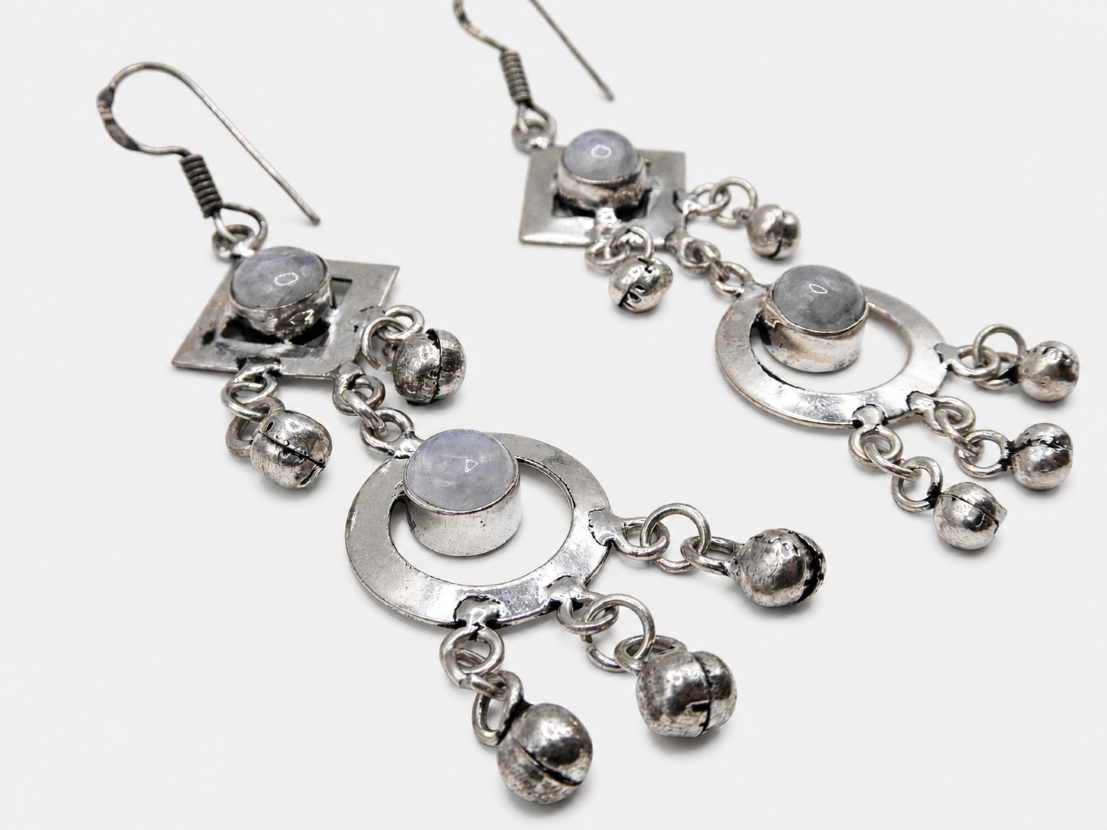 Vintage Silver Moonstone Dangle Earrings