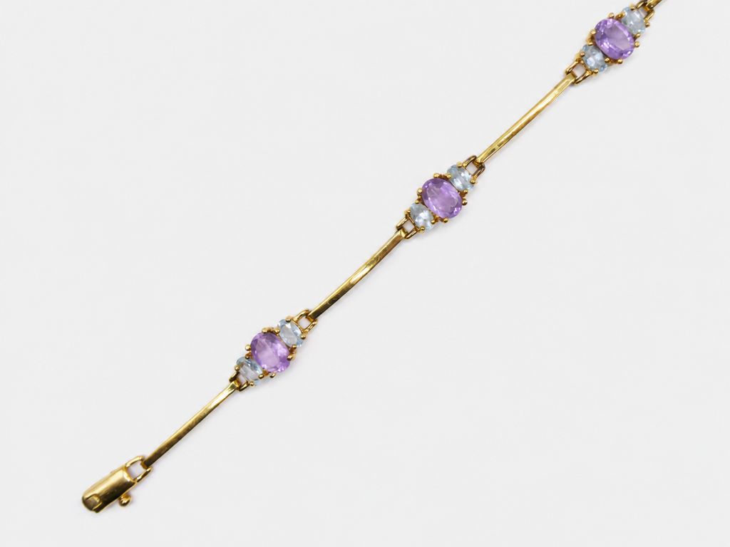 Vintage Gold Amethyst & Topaz Bracelet