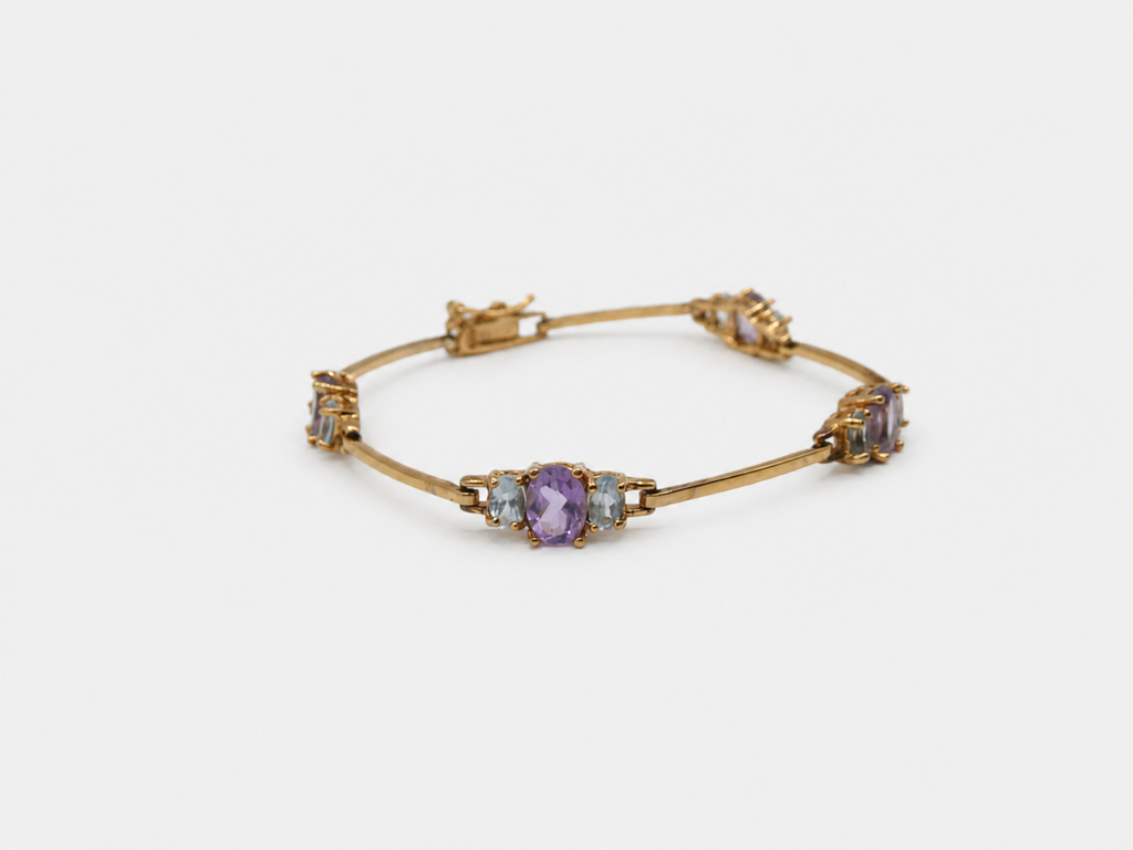 Vintage Gold Amethyst & Topaz Bracelet