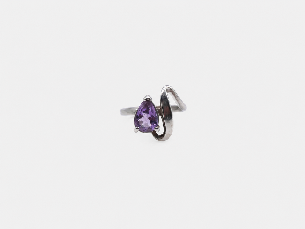 Vintage Silver Amethyst Wave Ring