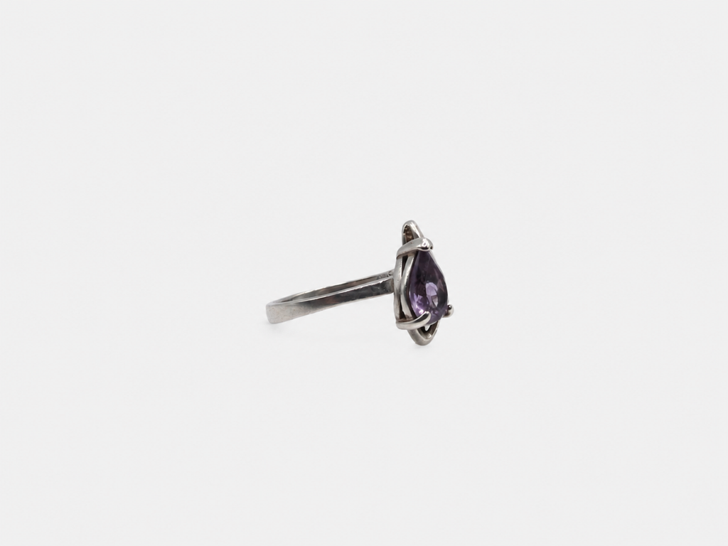 Vintage Silver Amethyst Wave Ring