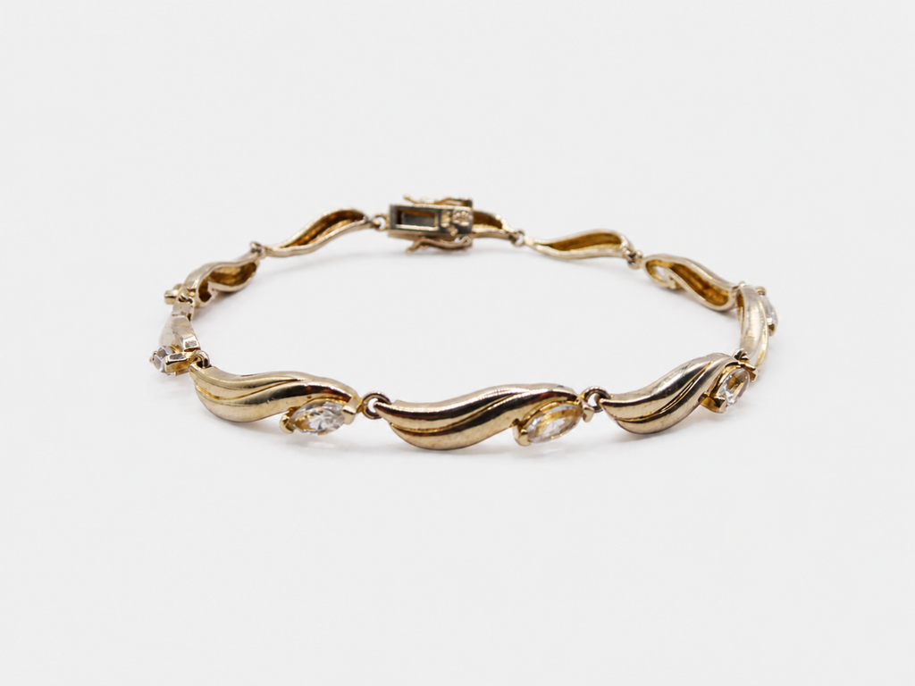 Vintage Gold CZ Wave Link Bracelet
