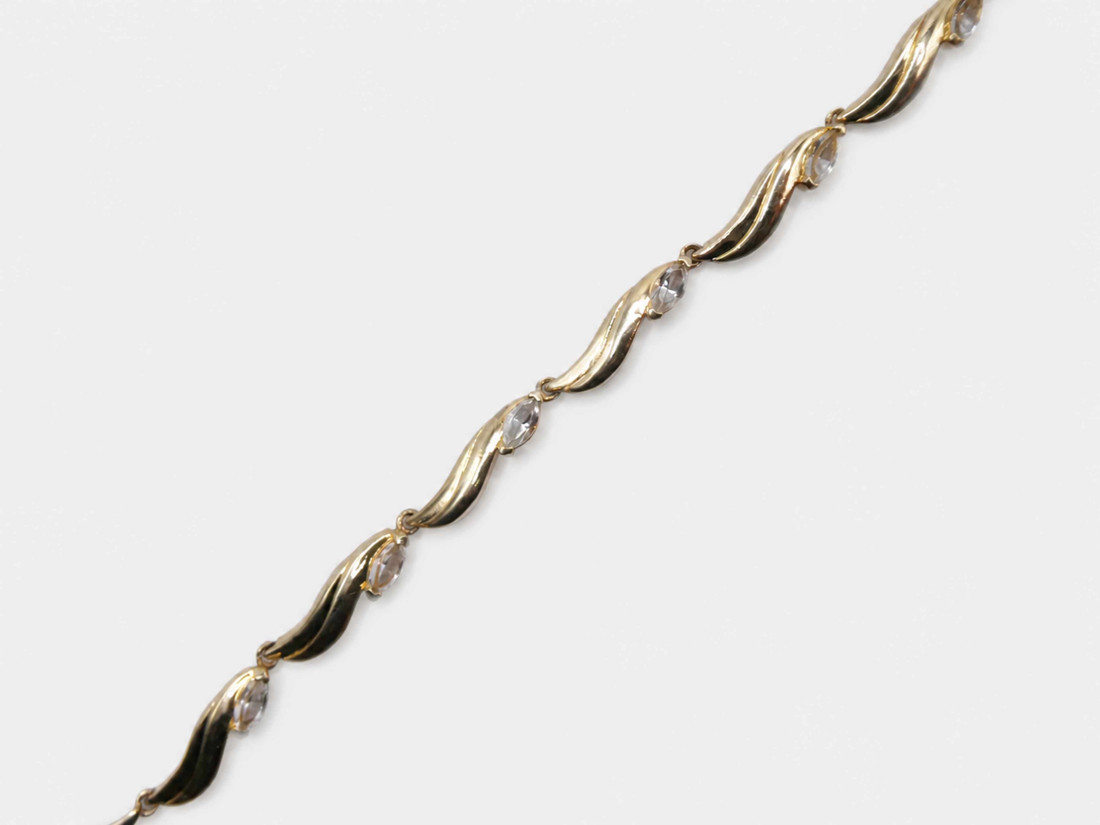 Vintage Gold CZ Wave Link Bracelet