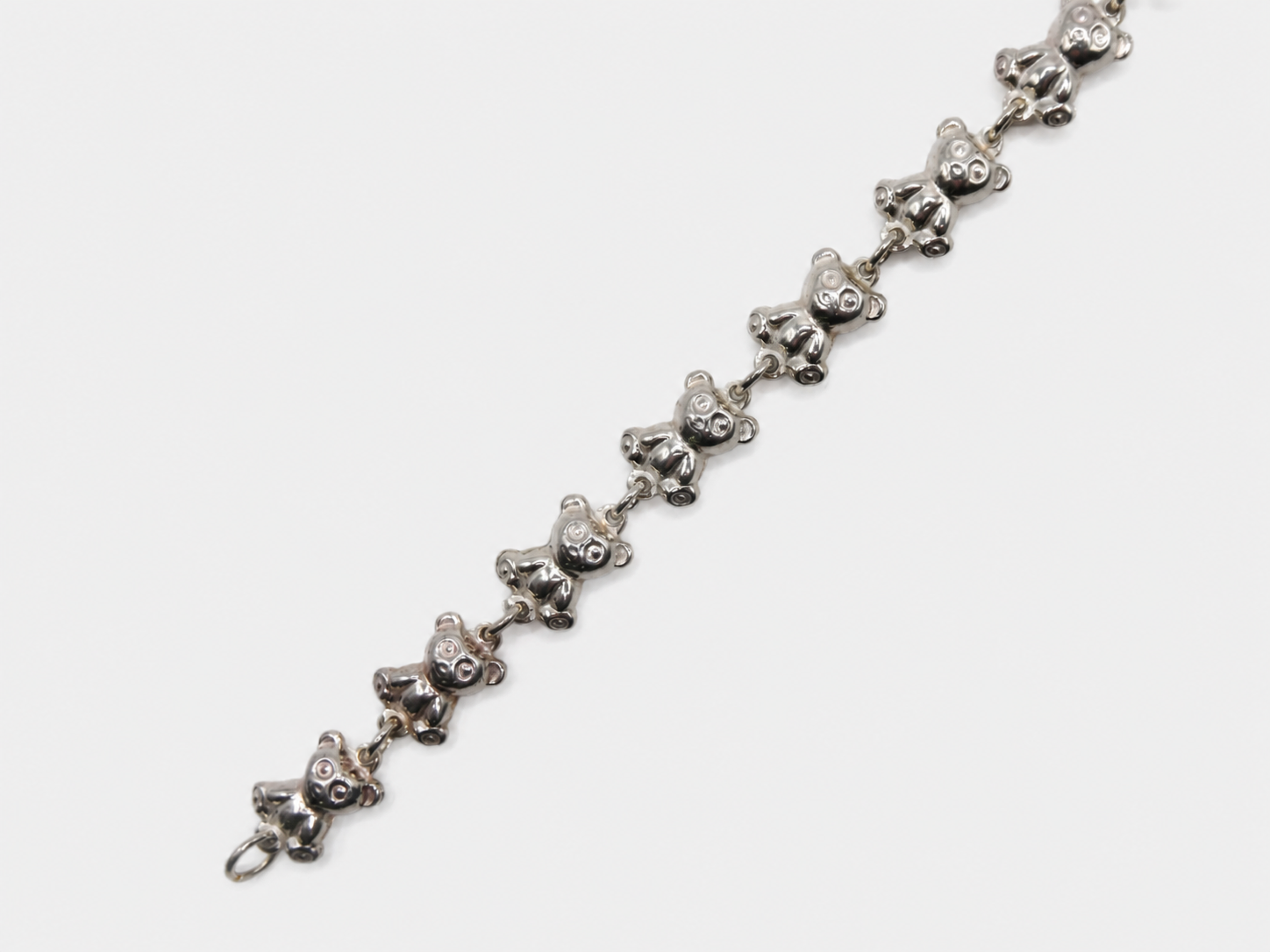 Vintage Silver Teddy Bear Link Bracelet