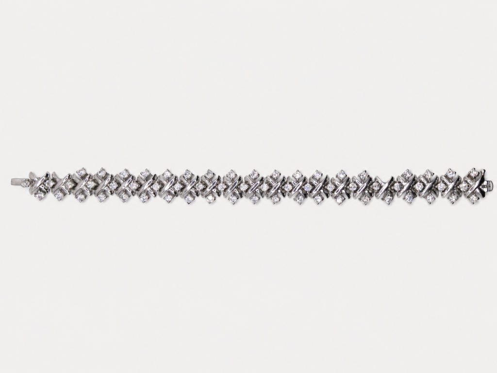 Vintage Silver Textured CZ Bracelet