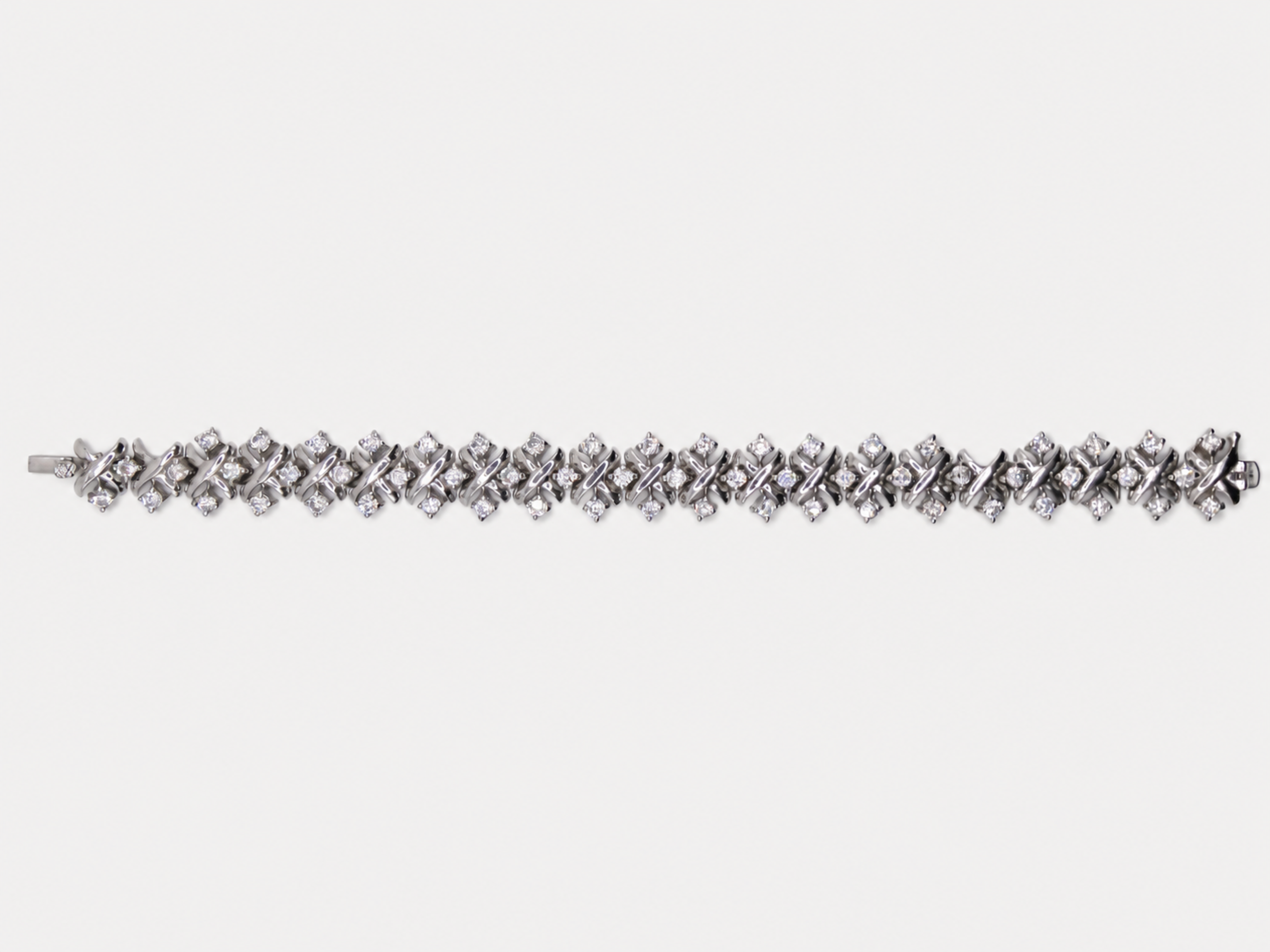 Vintage Silver Textured CZ Bracelet