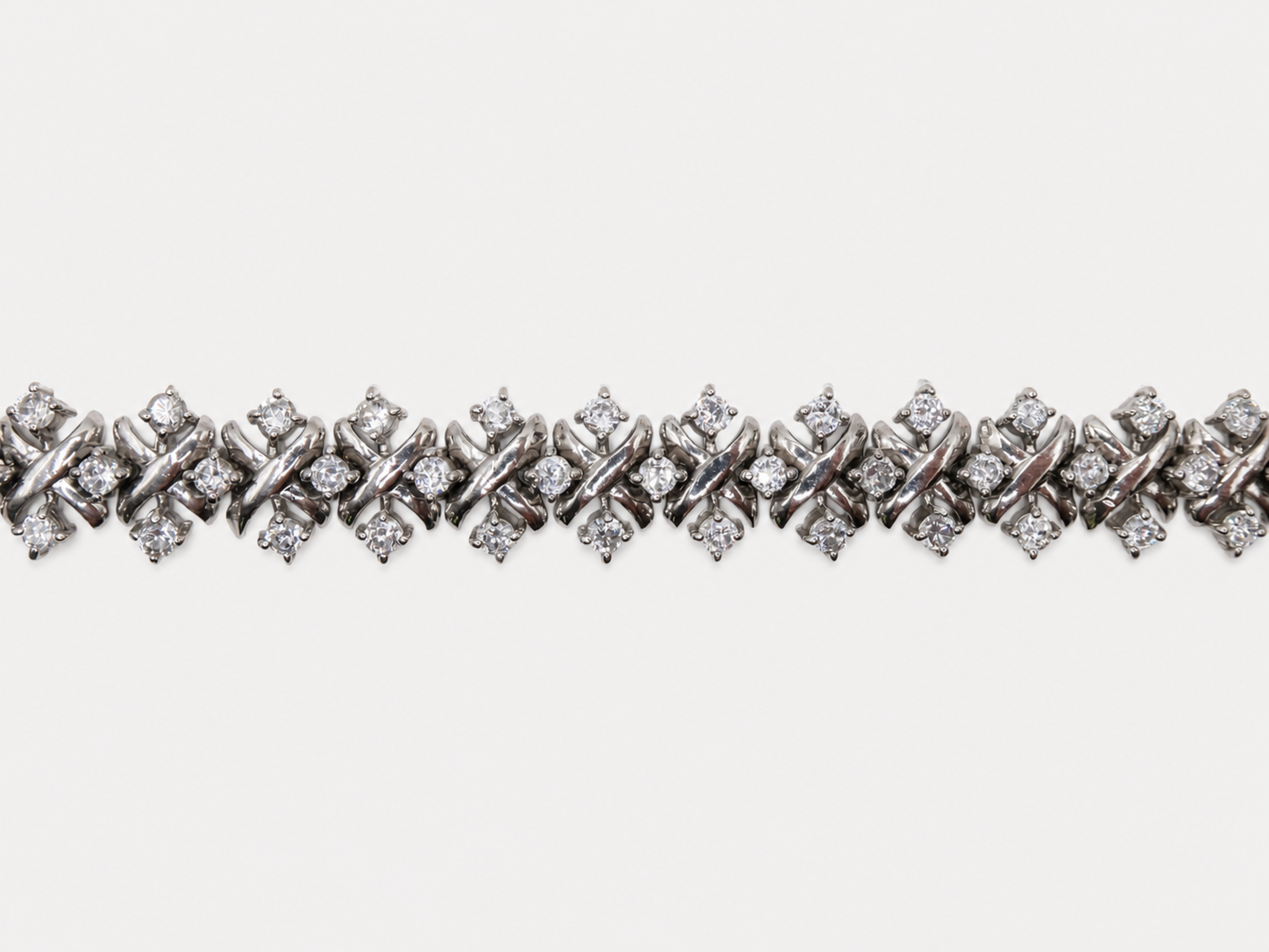 Vintage Silver Textured CZ Bracelet