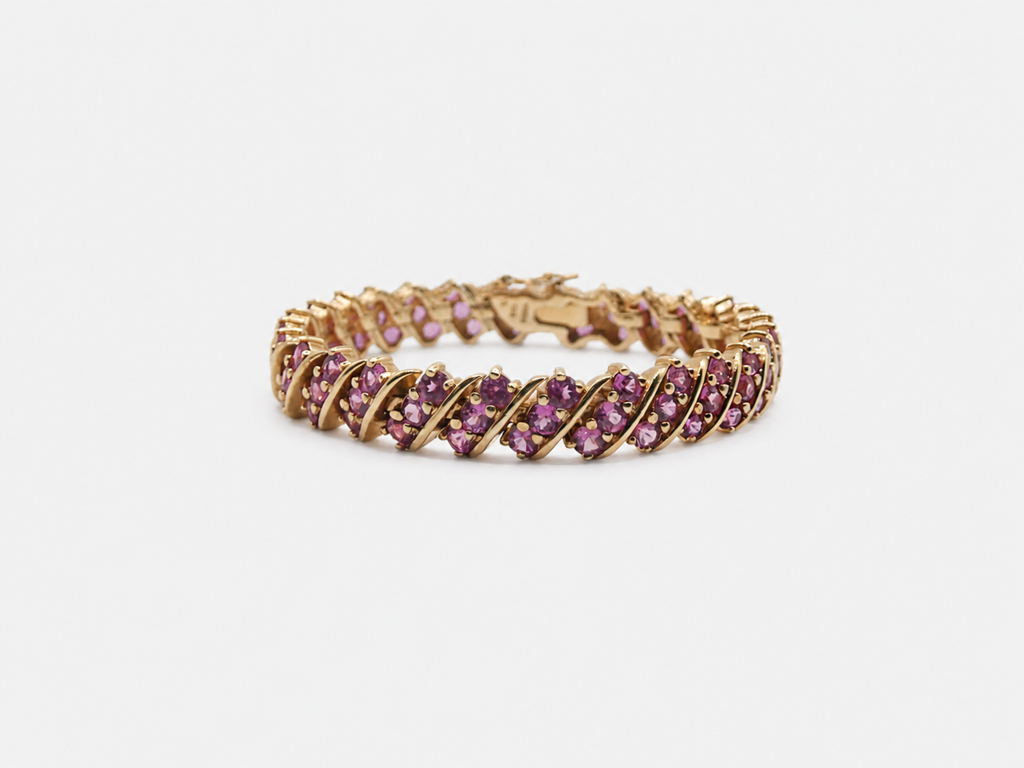 Vintage Gold Lab Ruby Tennis Bracelet