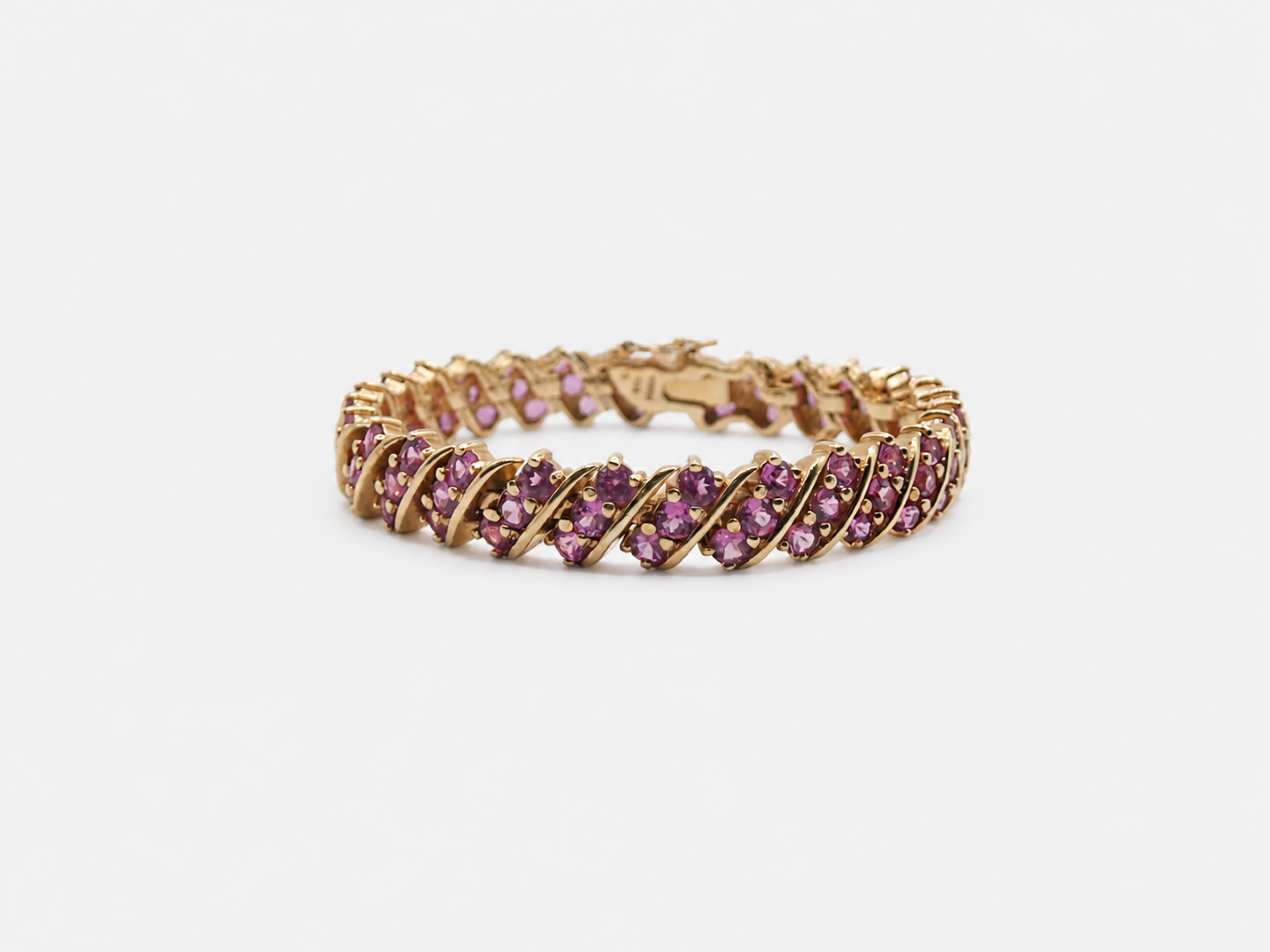 Vintage Gold Lab Ruby Tennis Bracelet