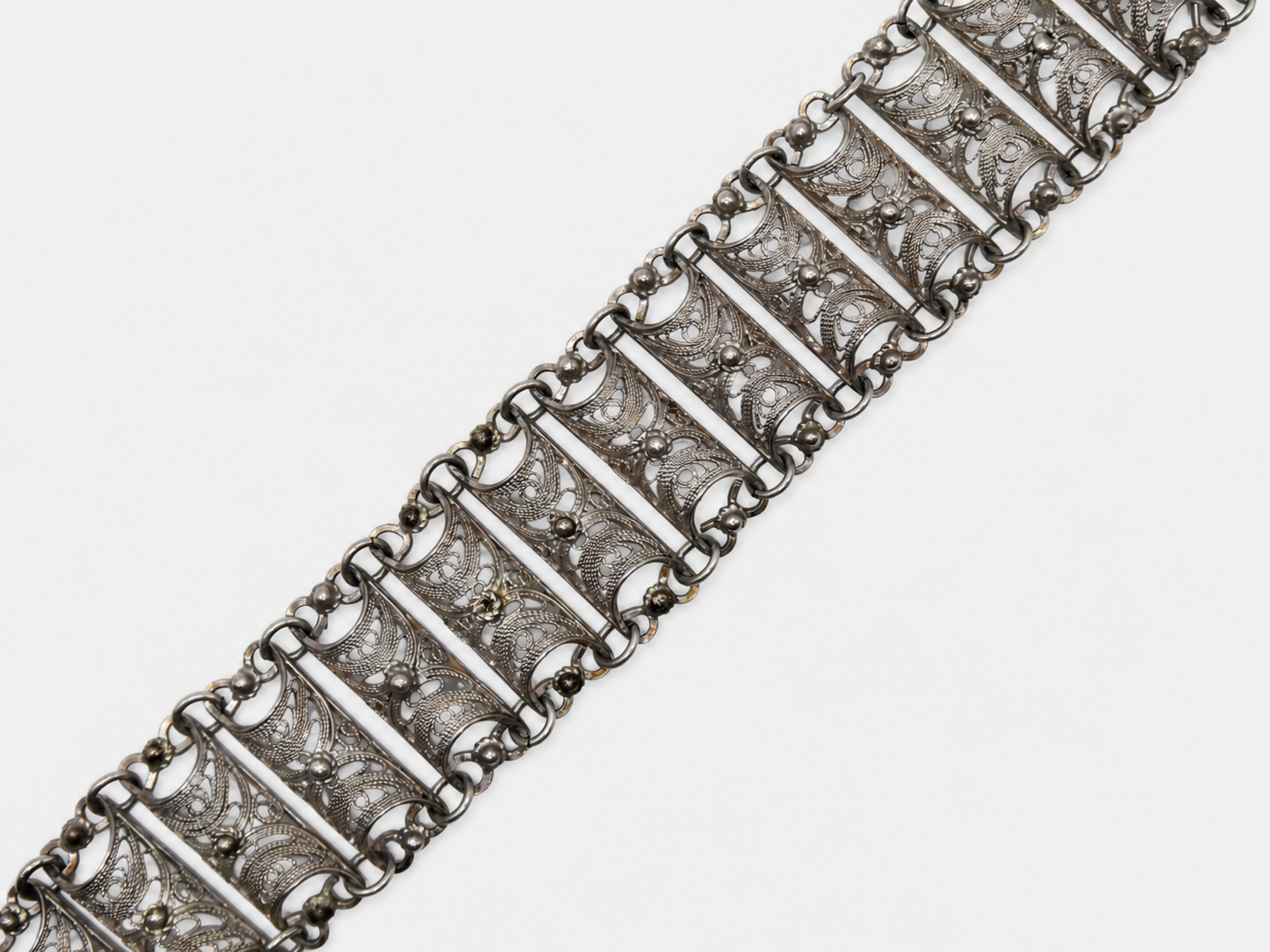 Vintage Silver Filigree Panel Bracelet