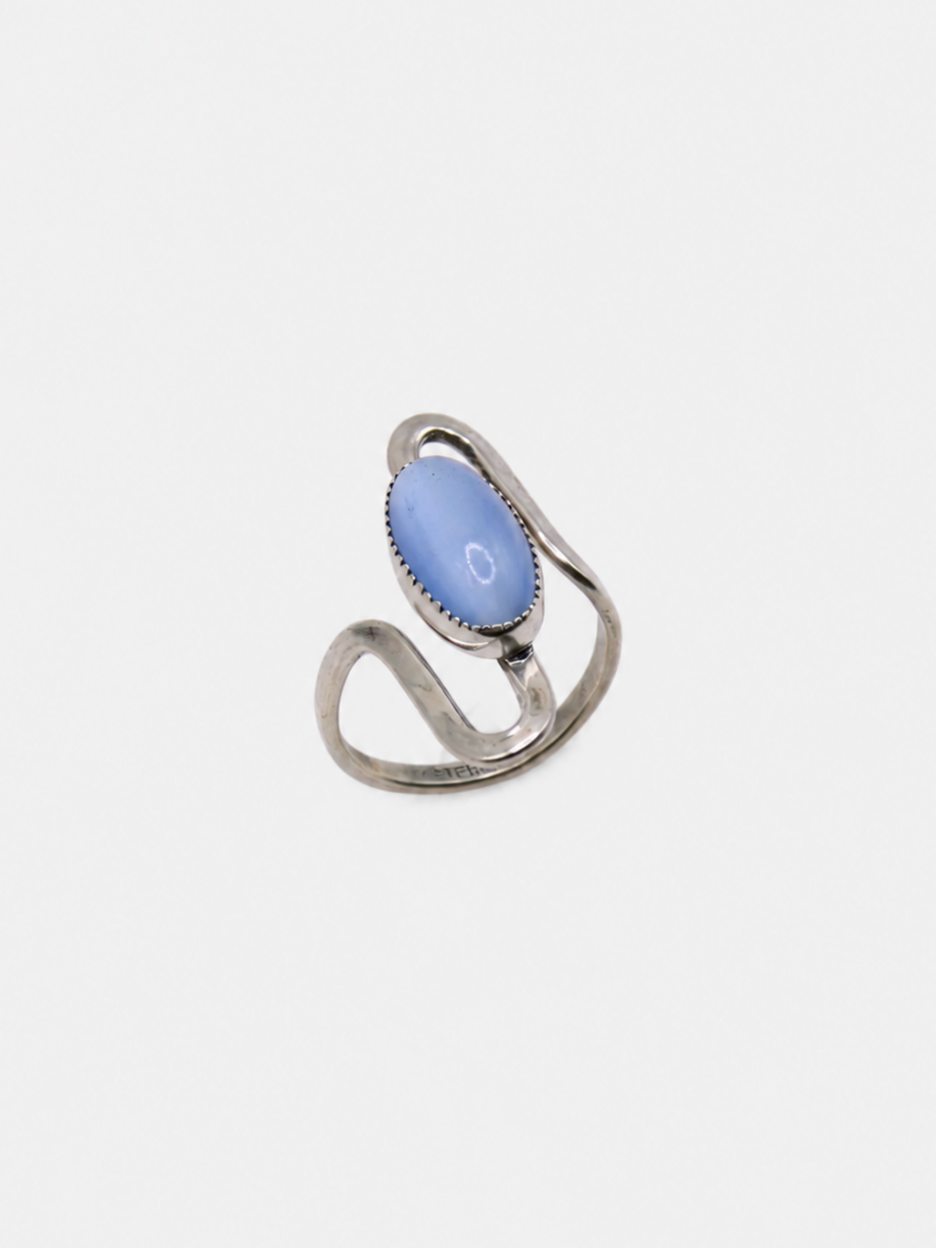 Vintage Blue Cats Eye Silver Ring