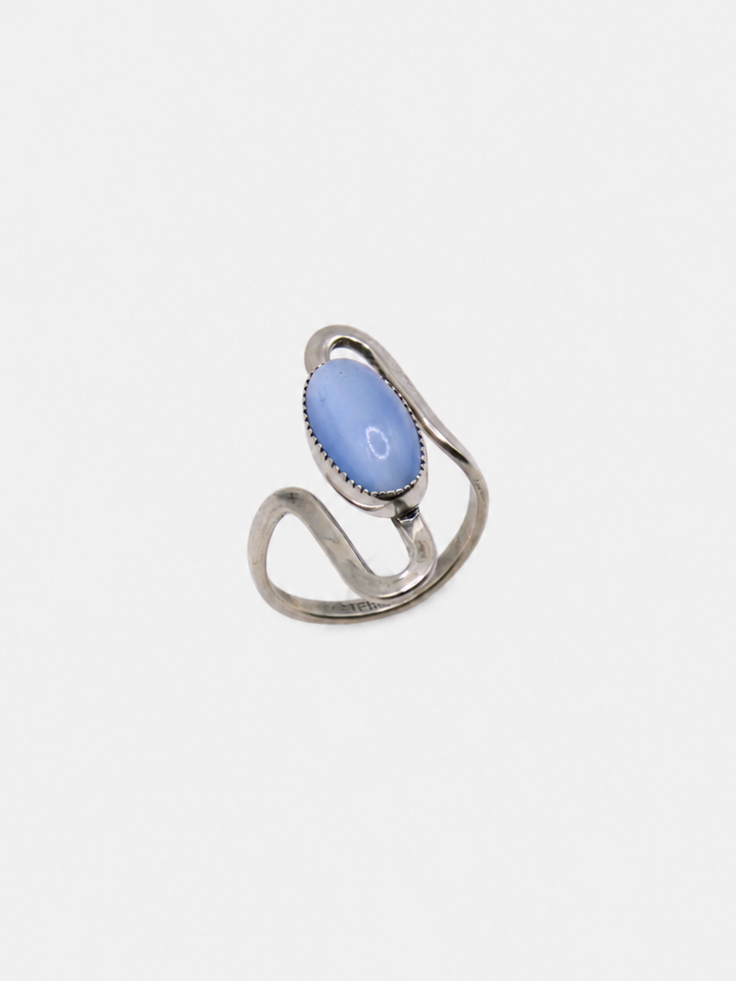 Vintage Blue Cats Eye Silver Ring