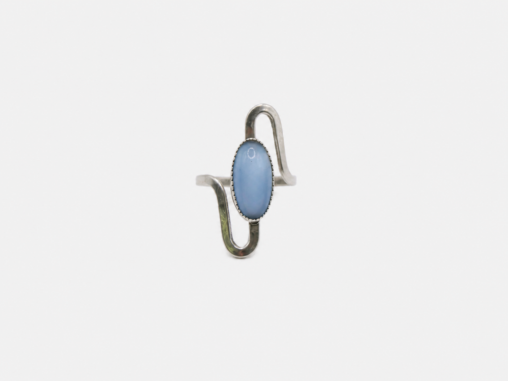 Vintage Blue Cats Eye Silver Ring