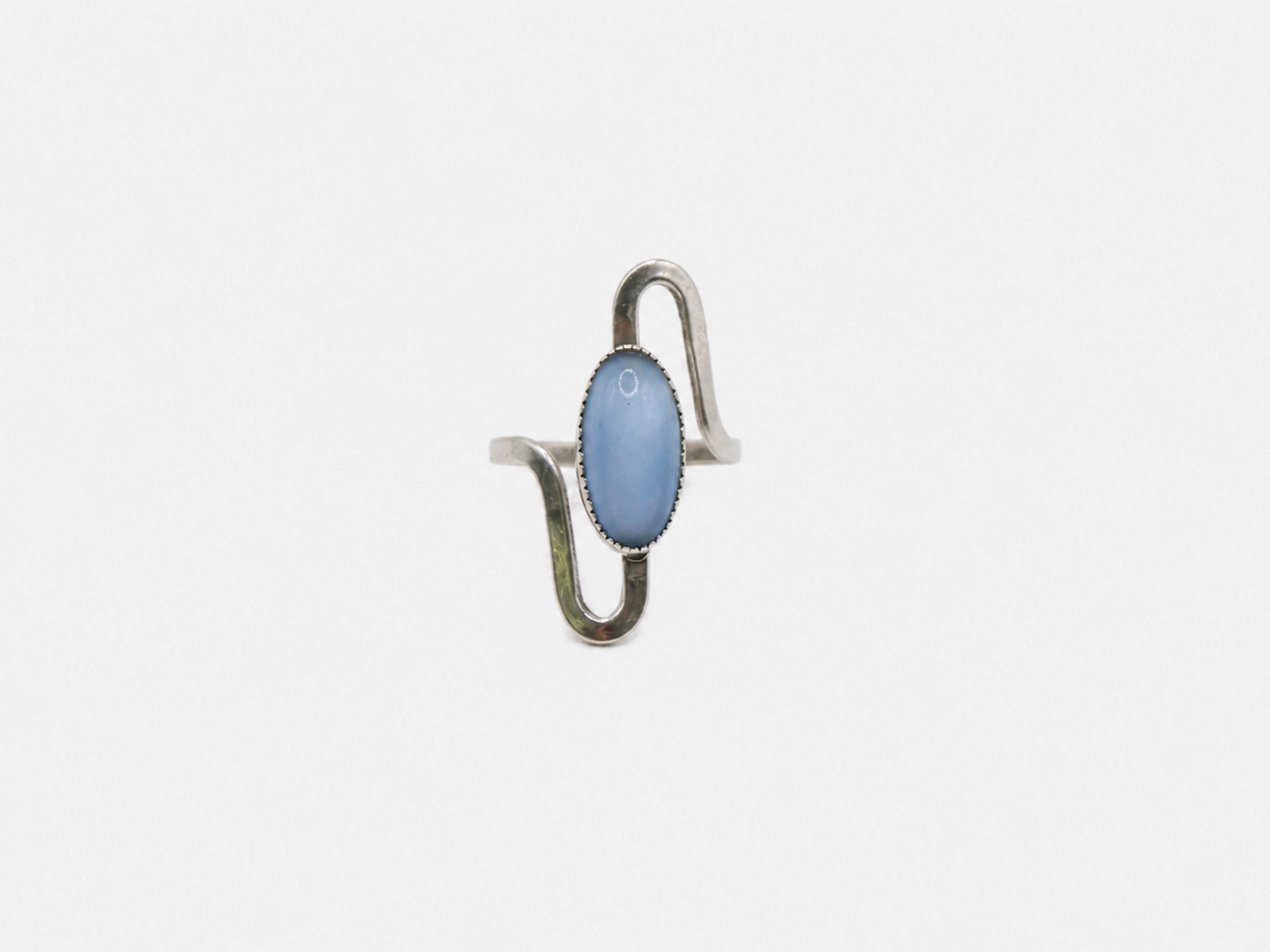 Vintage Blue Cats Eye Silver Ring