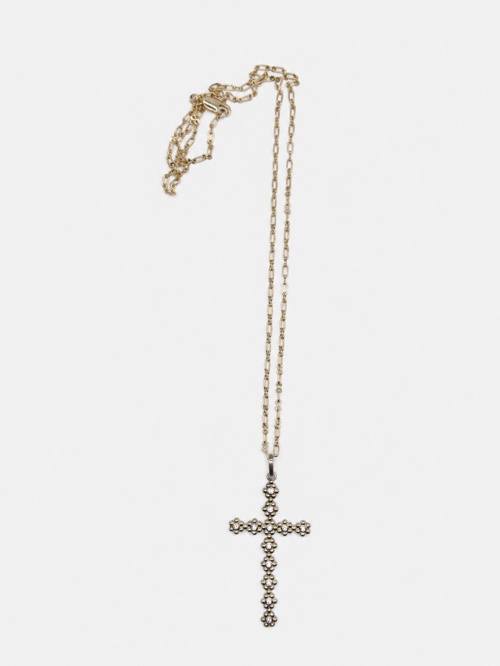 Vintage Floral Cross Gold Over Sterling Pendant Necklace