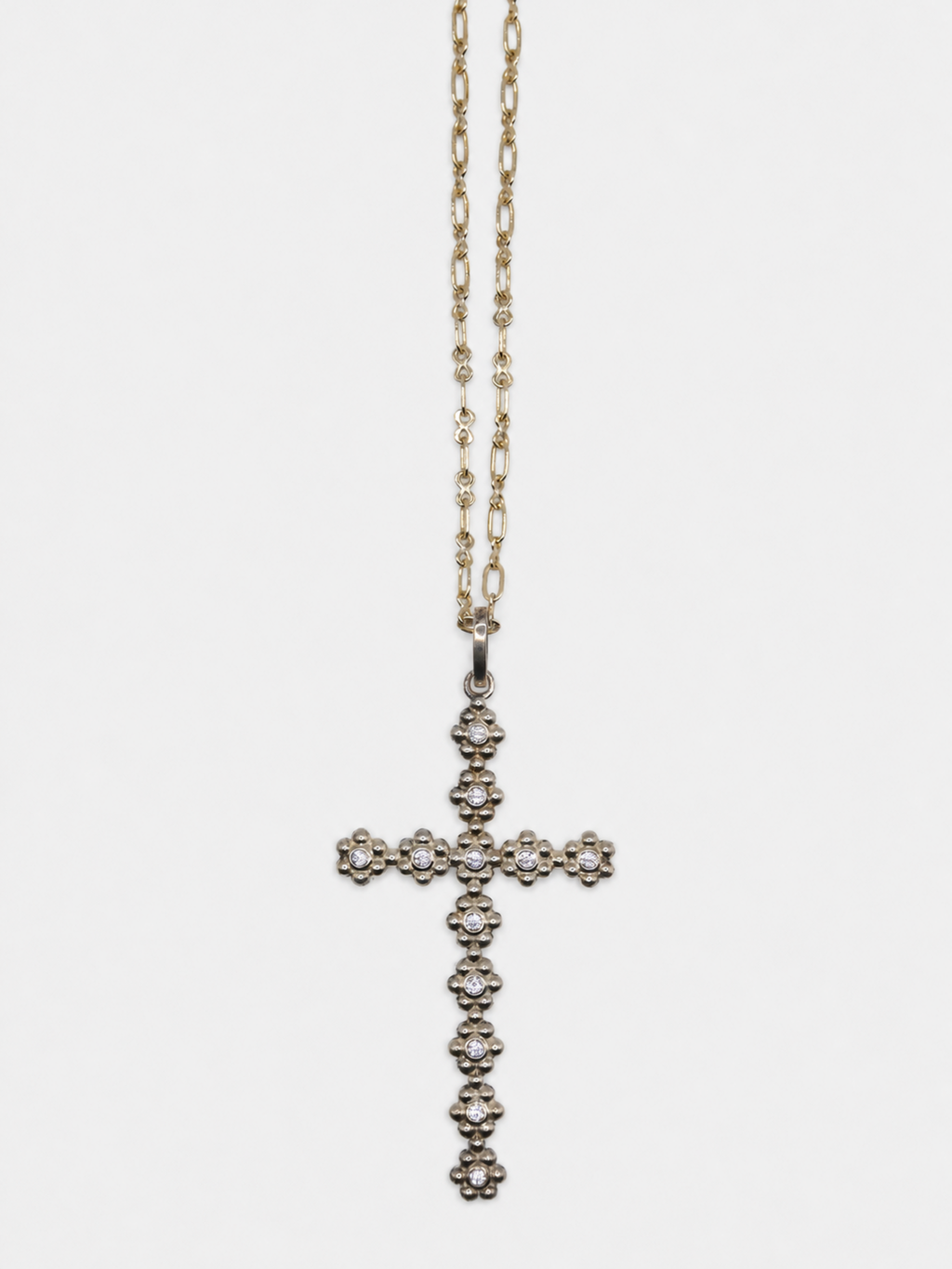 Vintage Floral Cross Gold Over Sterling Pendant Necklace