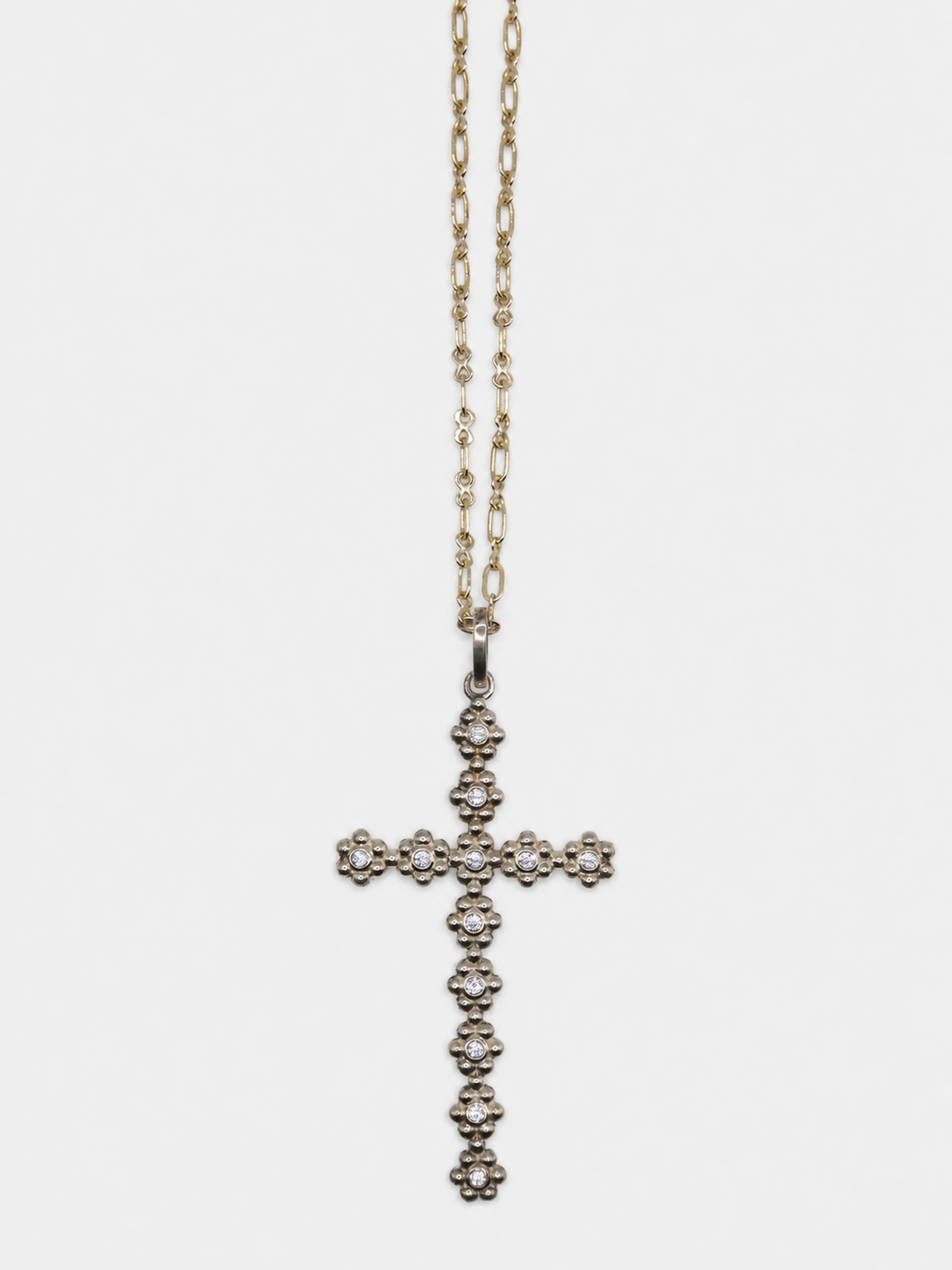 Vintage Floral Cross Gold Over Sterling Pendant Necklace