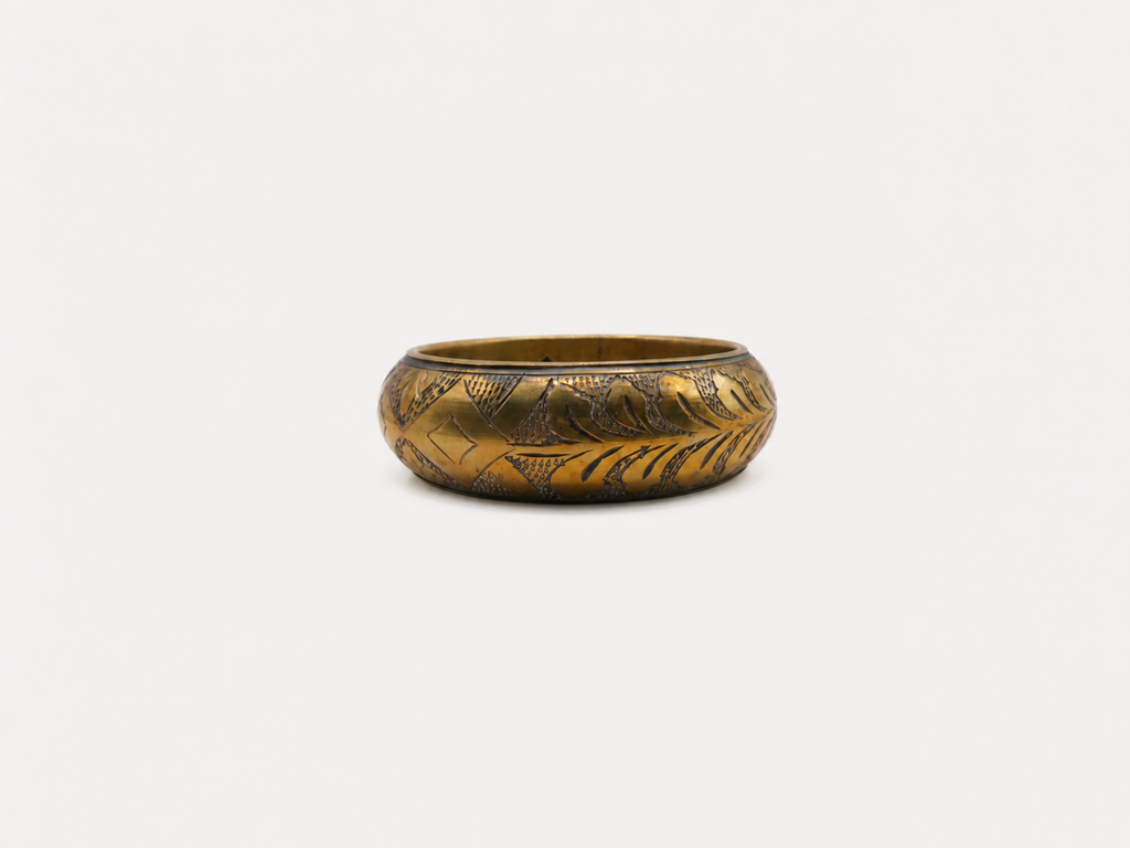 Vintage Engraved Brass Bangle Bracelet