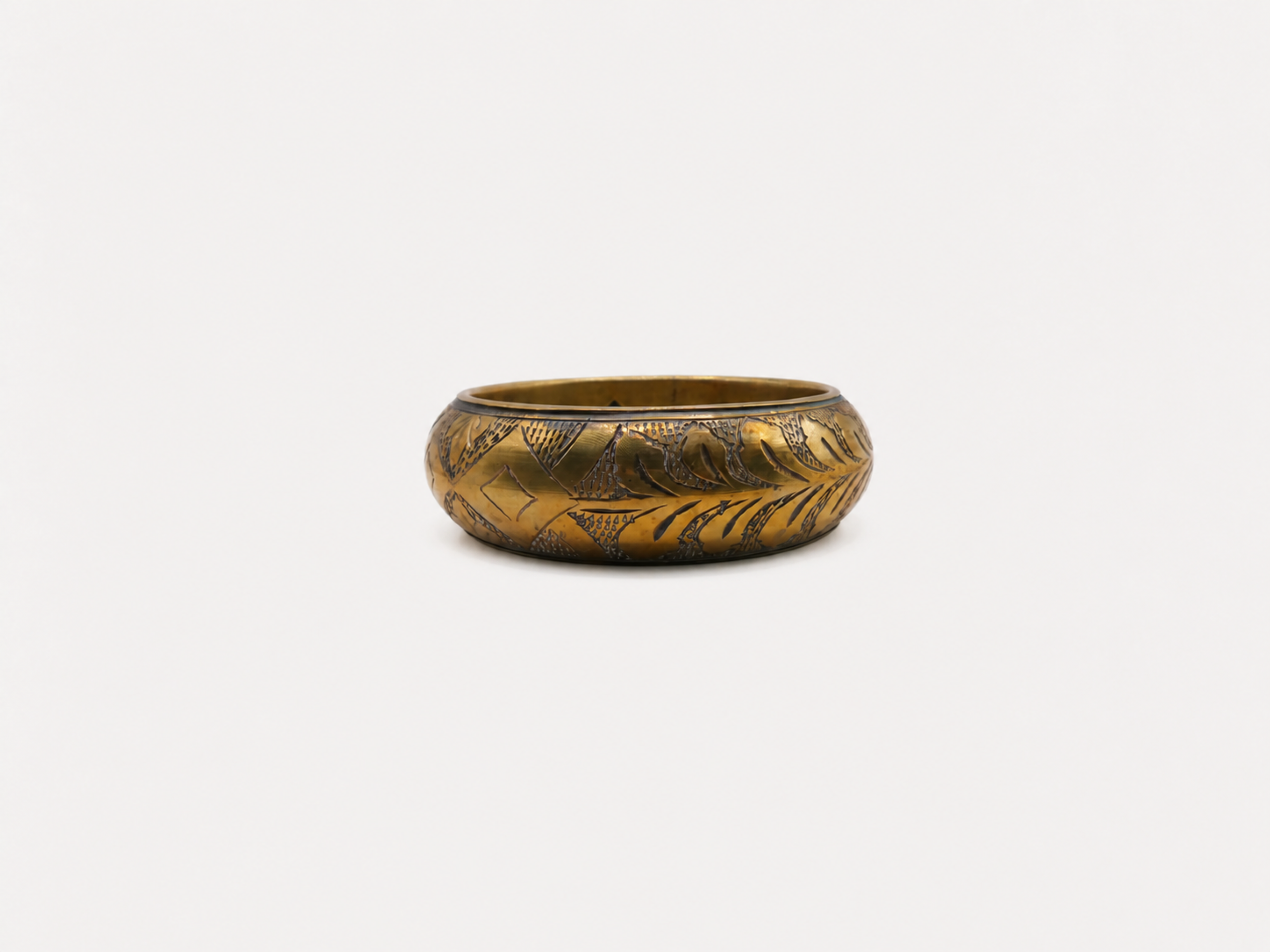 Vintage Engraved Brass Bangle Bracelet