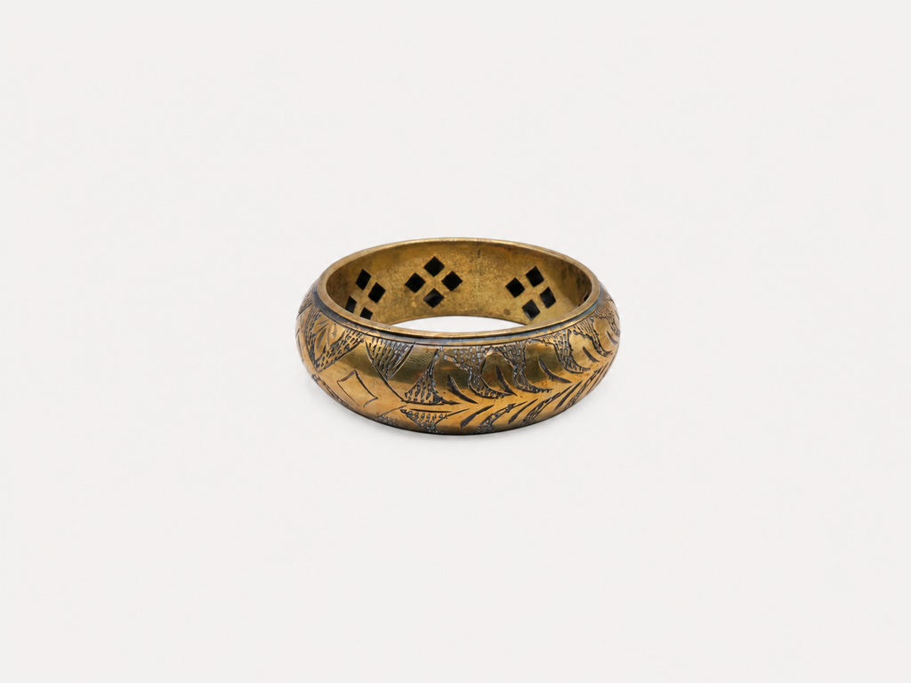 Vintage Engraved Brass Bangle Bracelet