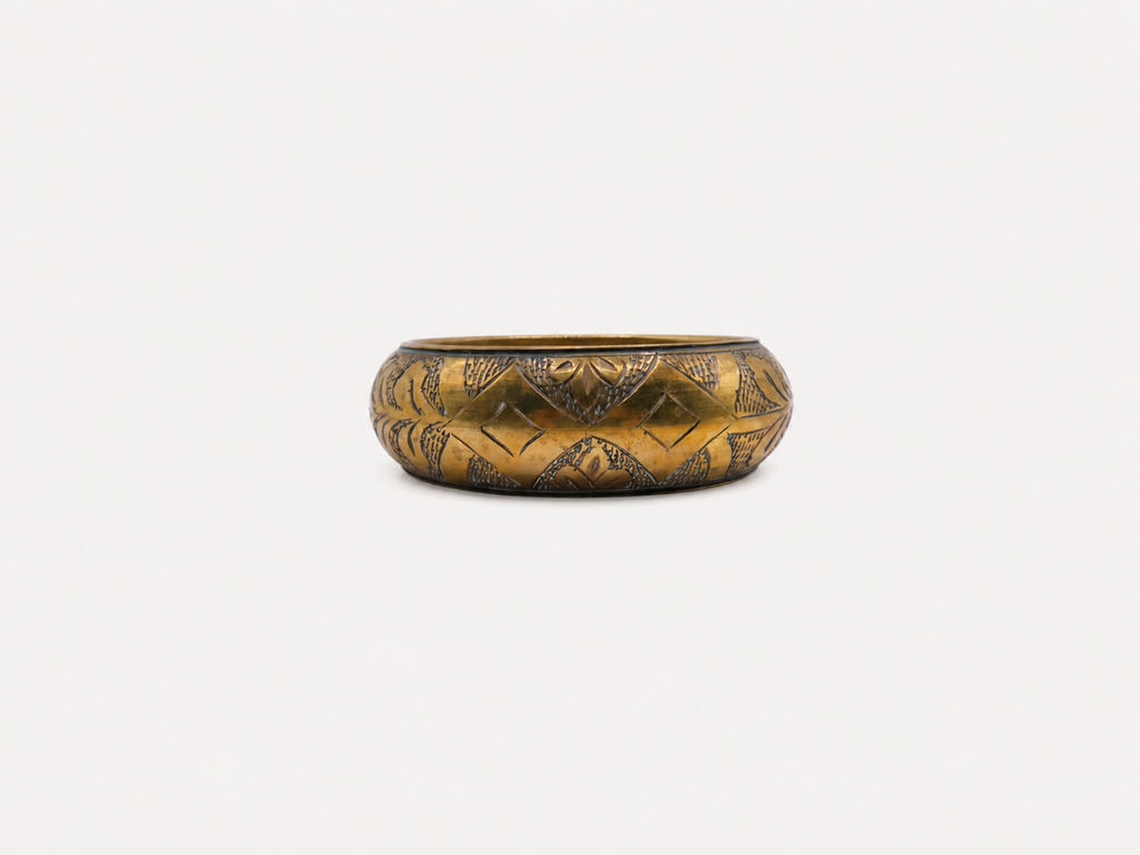 Vintage Engraved Brass Bangle Bracelet