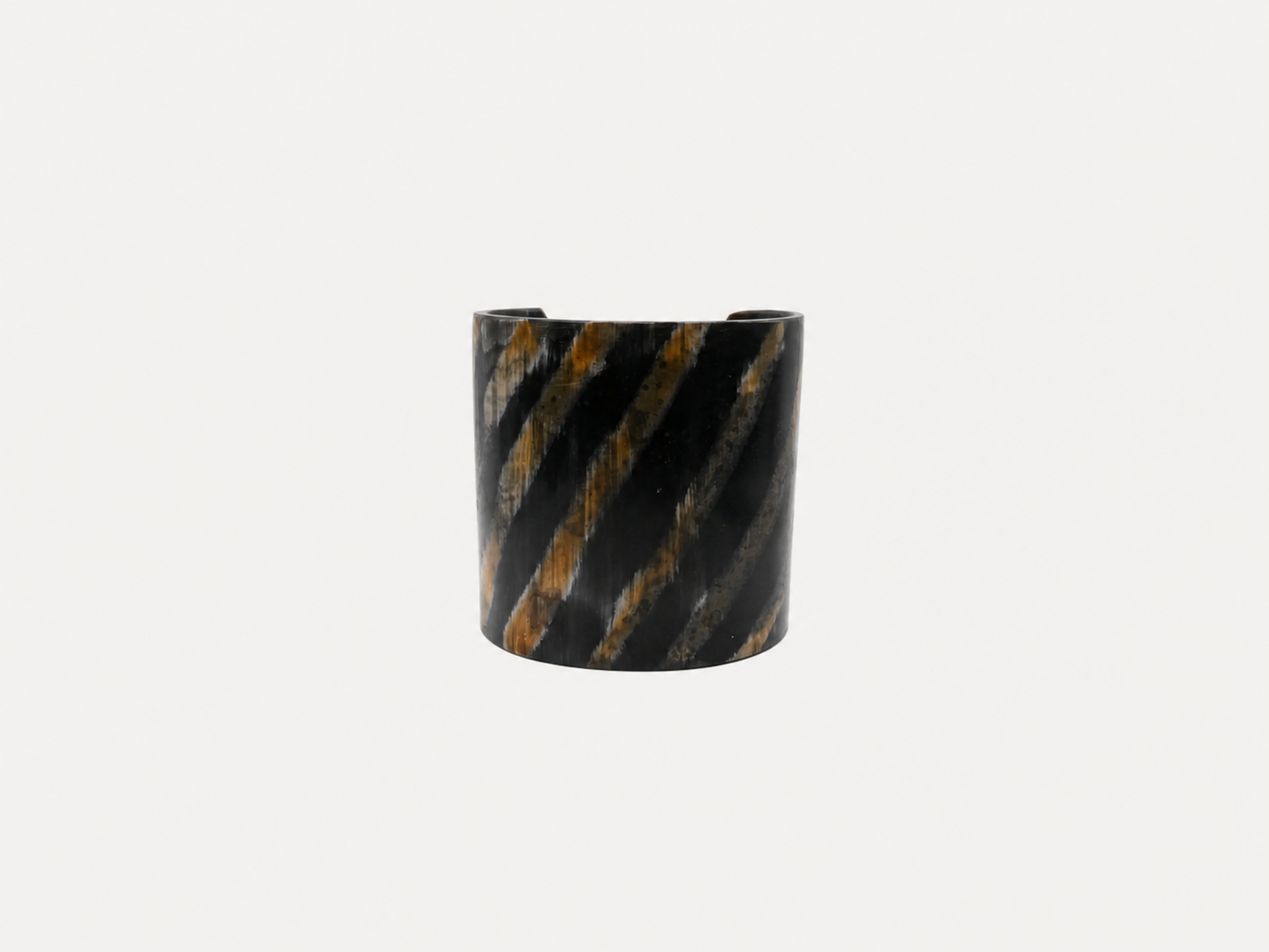 Vintage 3" Wide Natural Tiger Striped Horn Cuff Bracelet