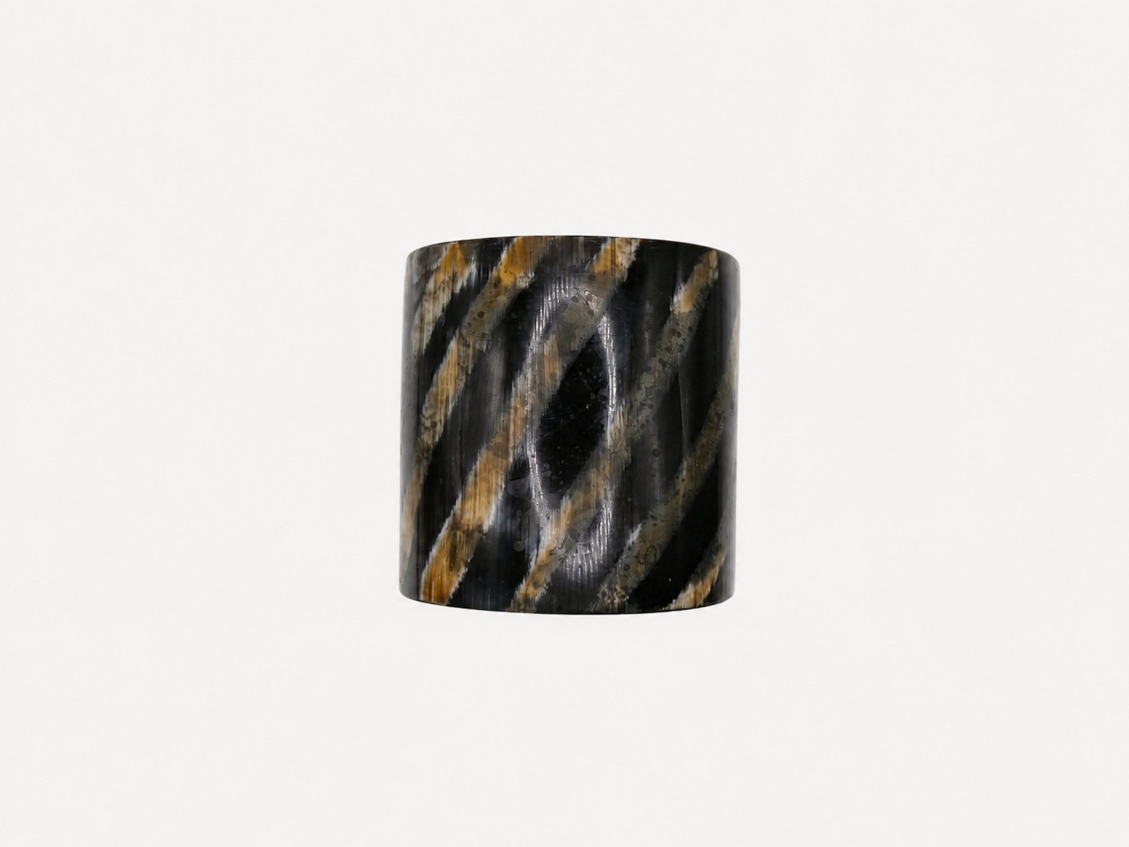 Vintage 3" Wide Natural Tiger Striped Horn Cuff Bracelet