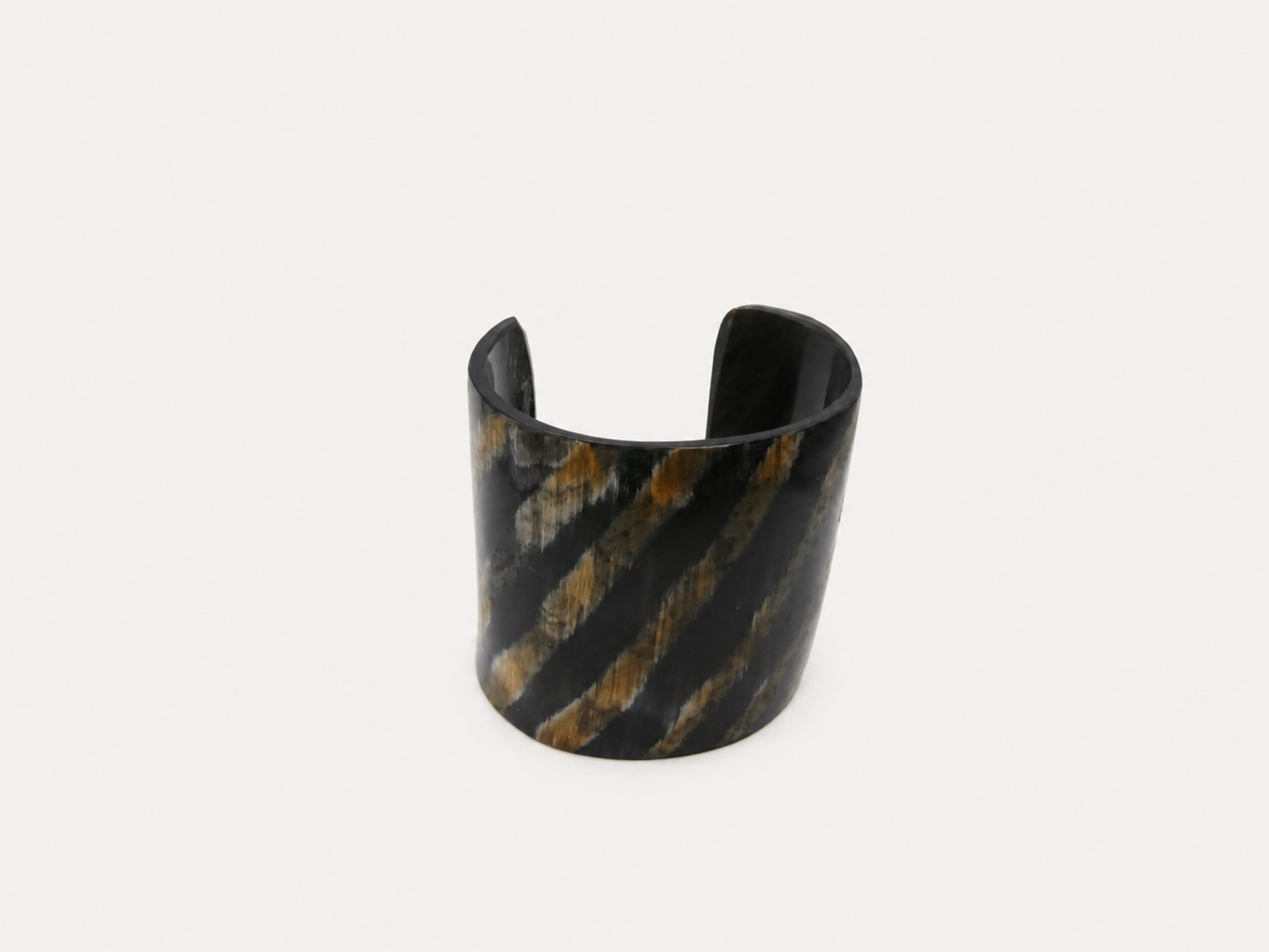 Vintage 3" Wide Natural Tiger Striped Horn Cuff Bracelet