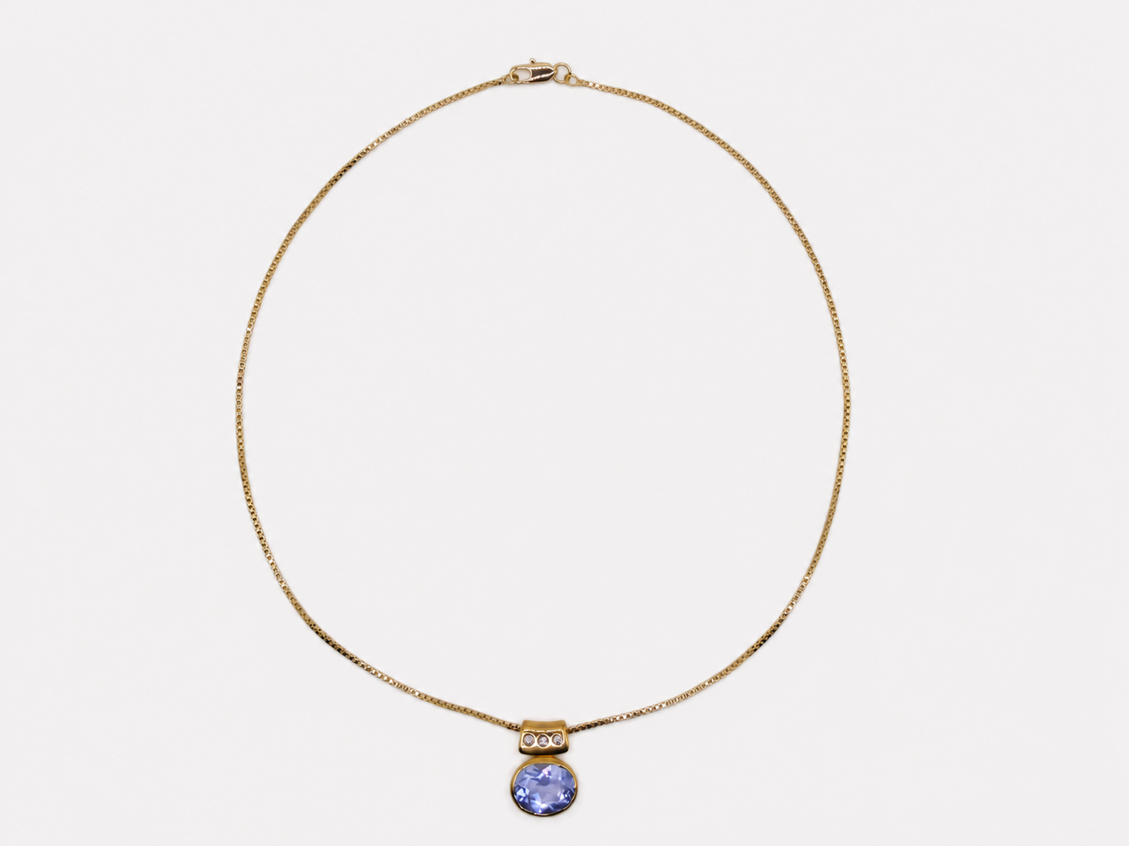 Vintage Gold Blue Spinel Slide Pendant Necklace