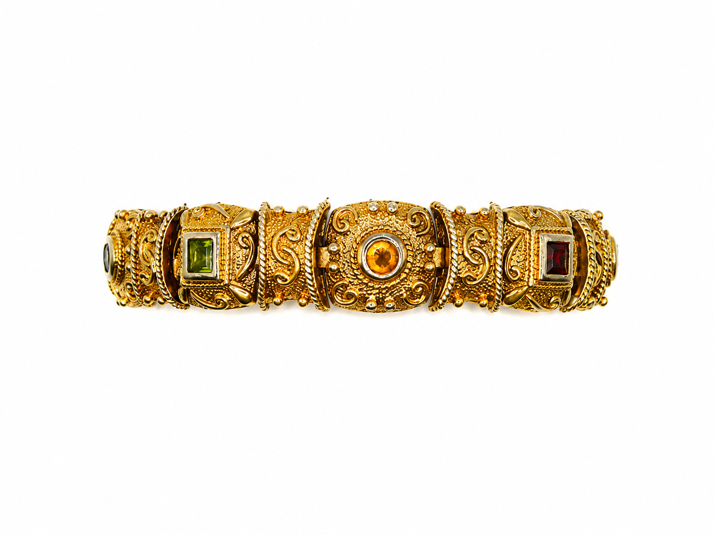 Vintage Gold Over Silver Semi-Precious Stone Bracelet