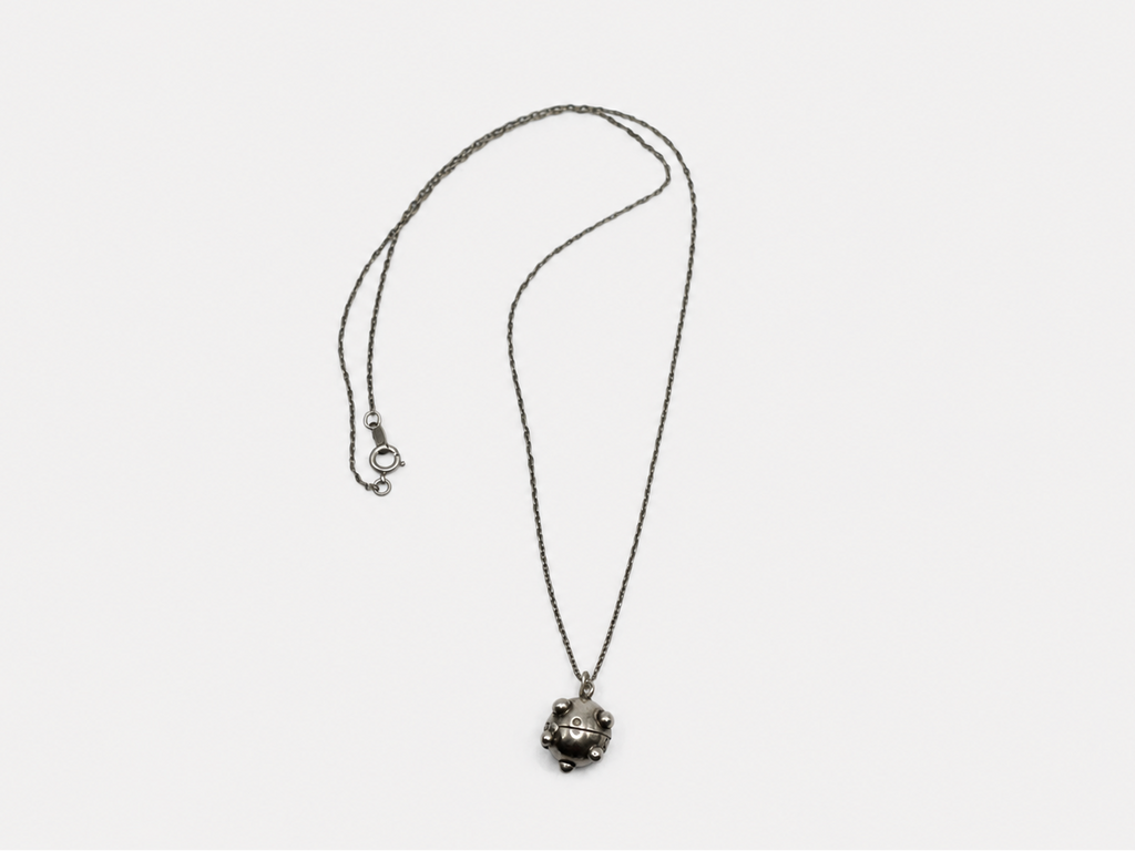 Vintage Silver Spikey Orb Pendant Necklace