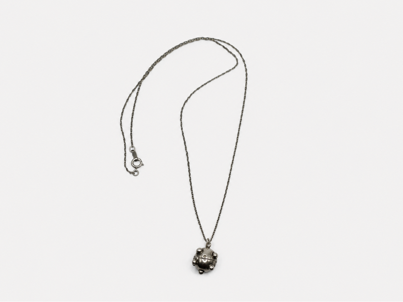 Vintage Silver Spikey Orb Pendant Necklace