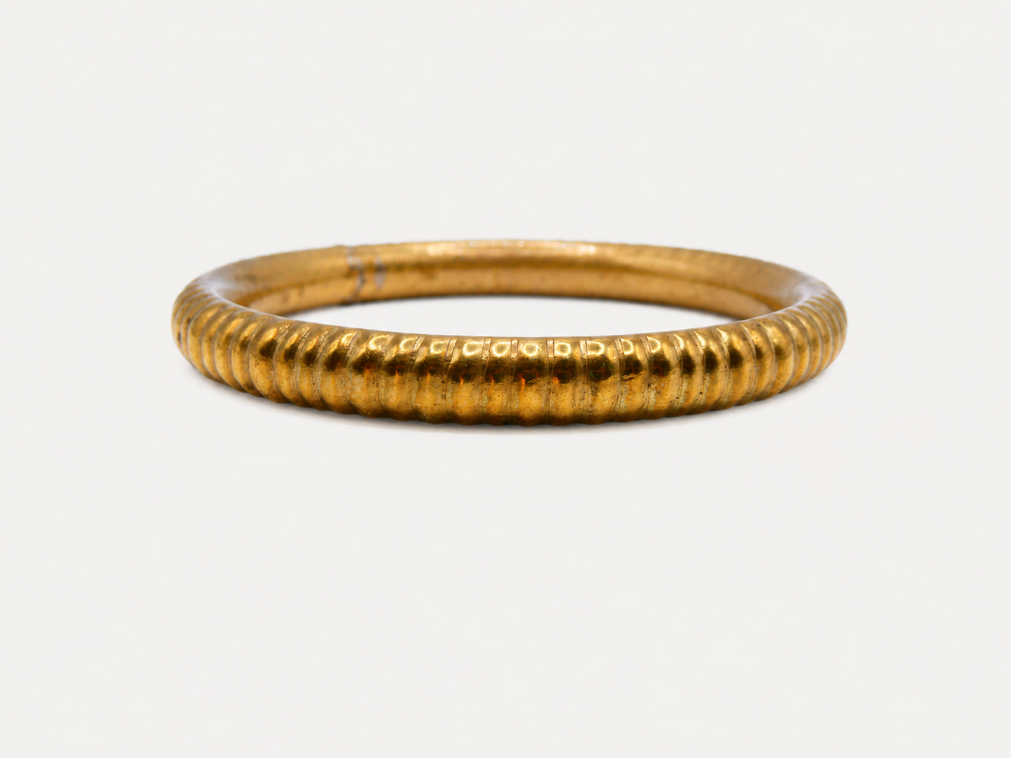 Vintage Brass Ridged Bangle Bracelet
