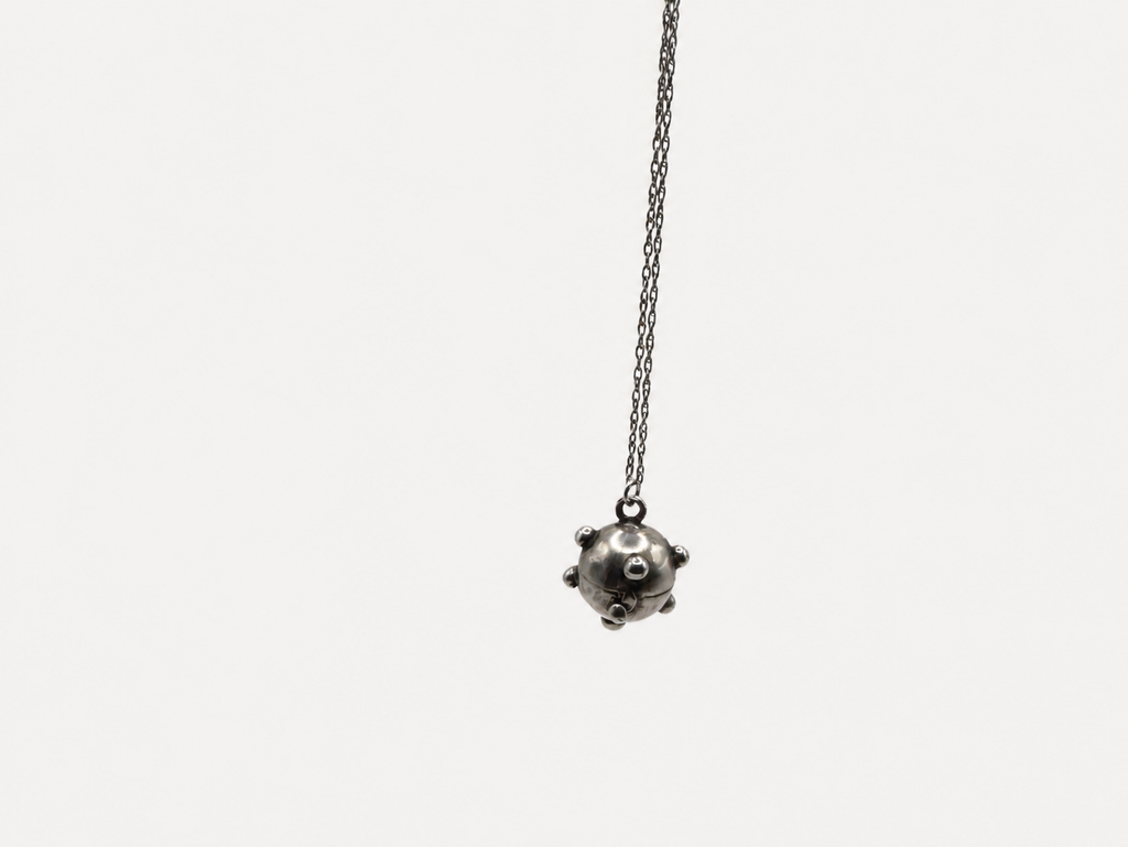 Vintage Silver Spikey Orb Pendant Necklace