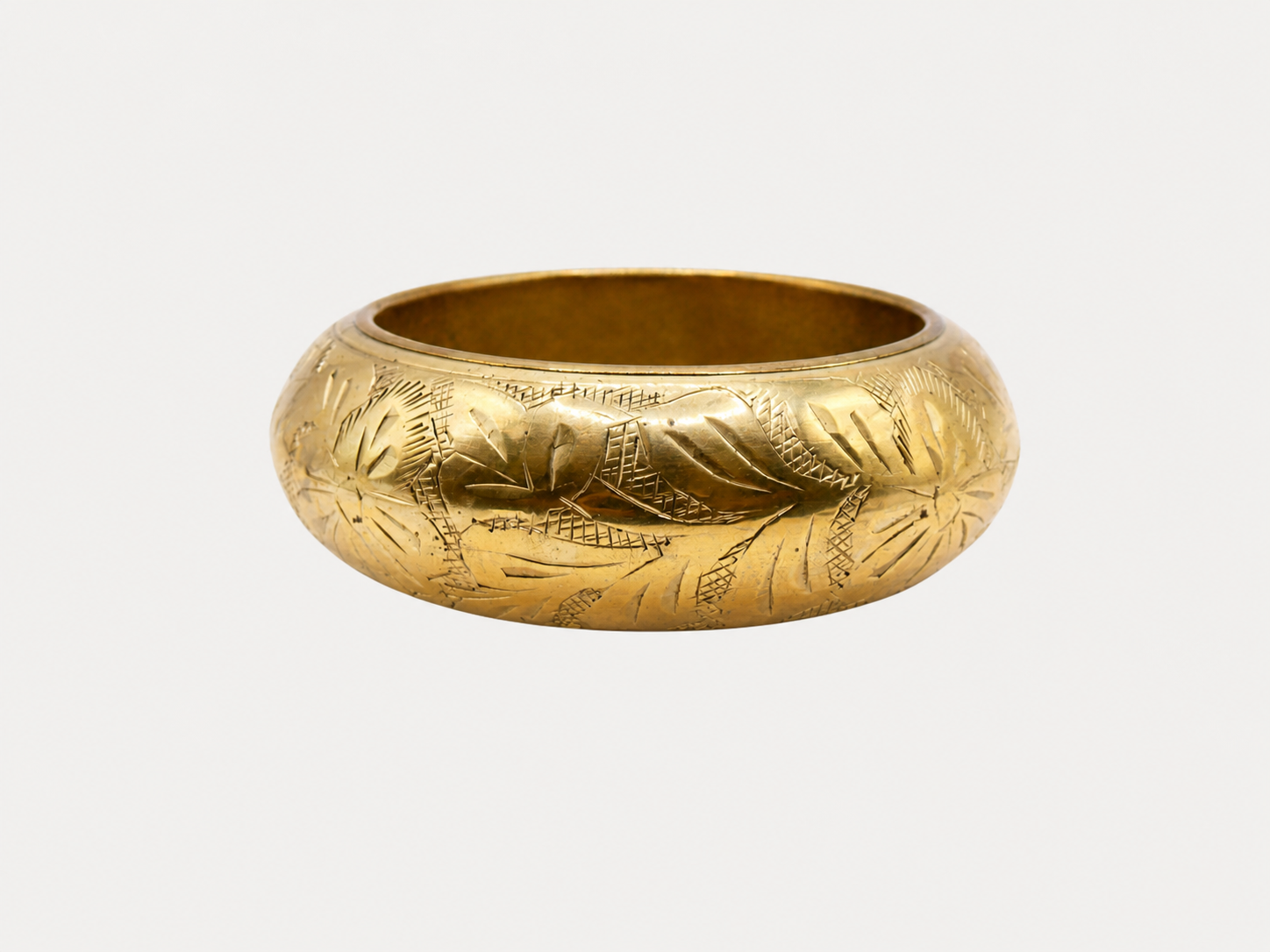 Vintage Heavy Engraved Brass Bangle Bracelet