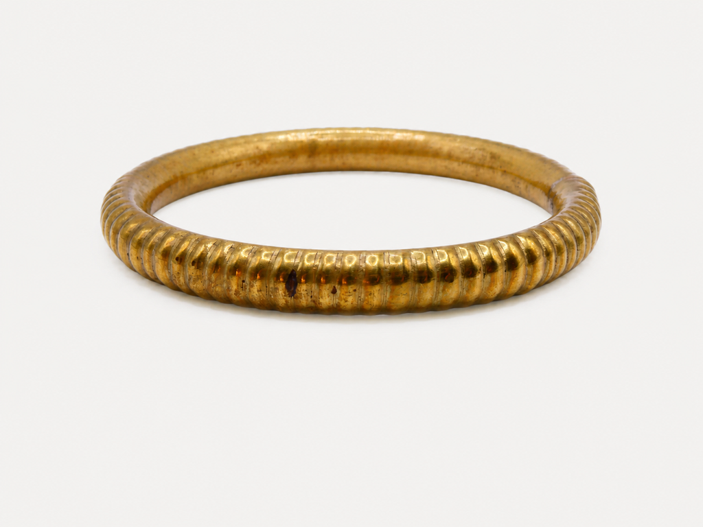 Vintage Brass Ridged Bangle Bracelet
