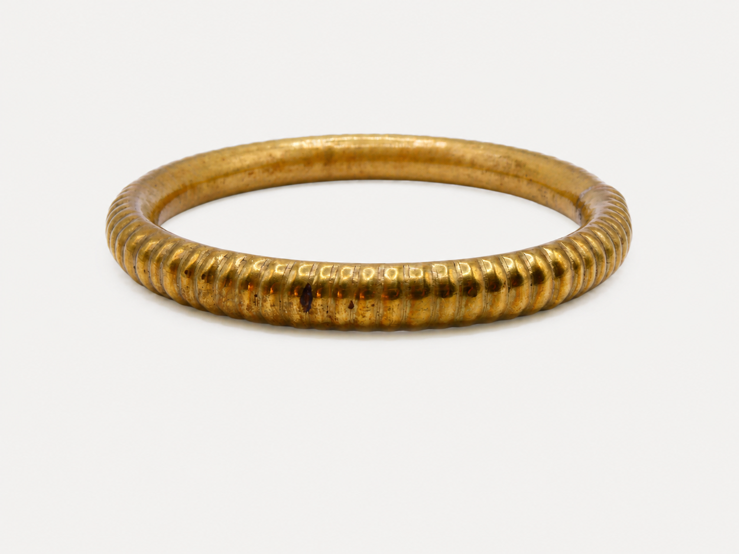 Vintage Brass Ridged Bangle Bracelet