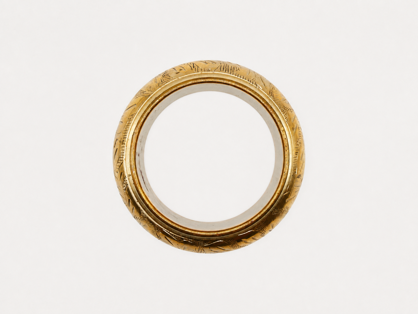Vintage Heavy Engraved Brass Bangle Bracelet