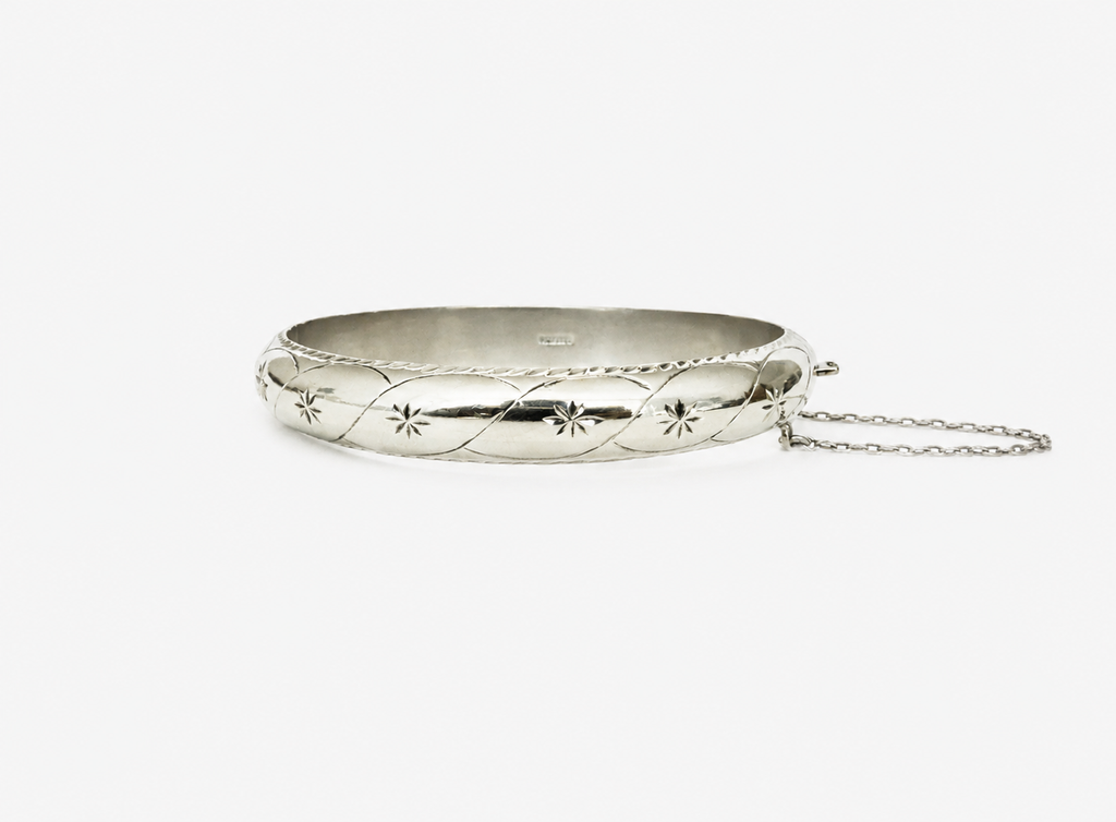 Vintage Silver Flower Bangle