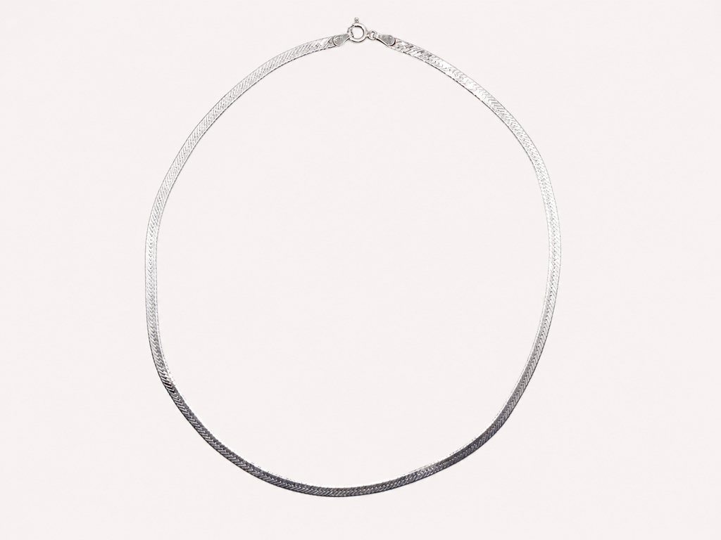 Vintage Silver Herringbone Necklace